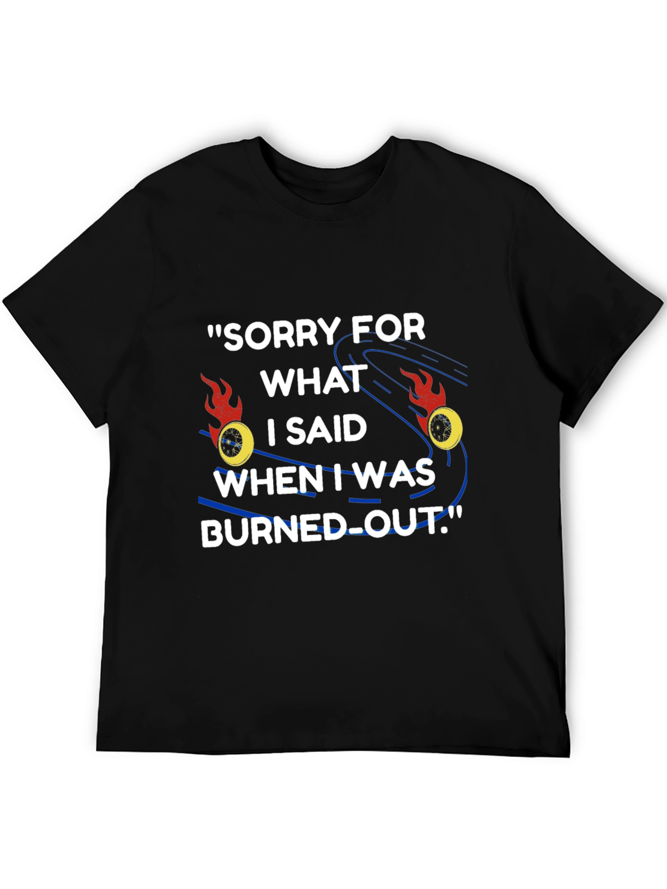 Burned Out Apology Graphic Tee - Black