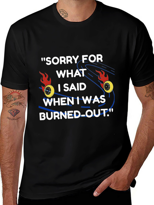 Burned Out Apology Graphic Tee - Black