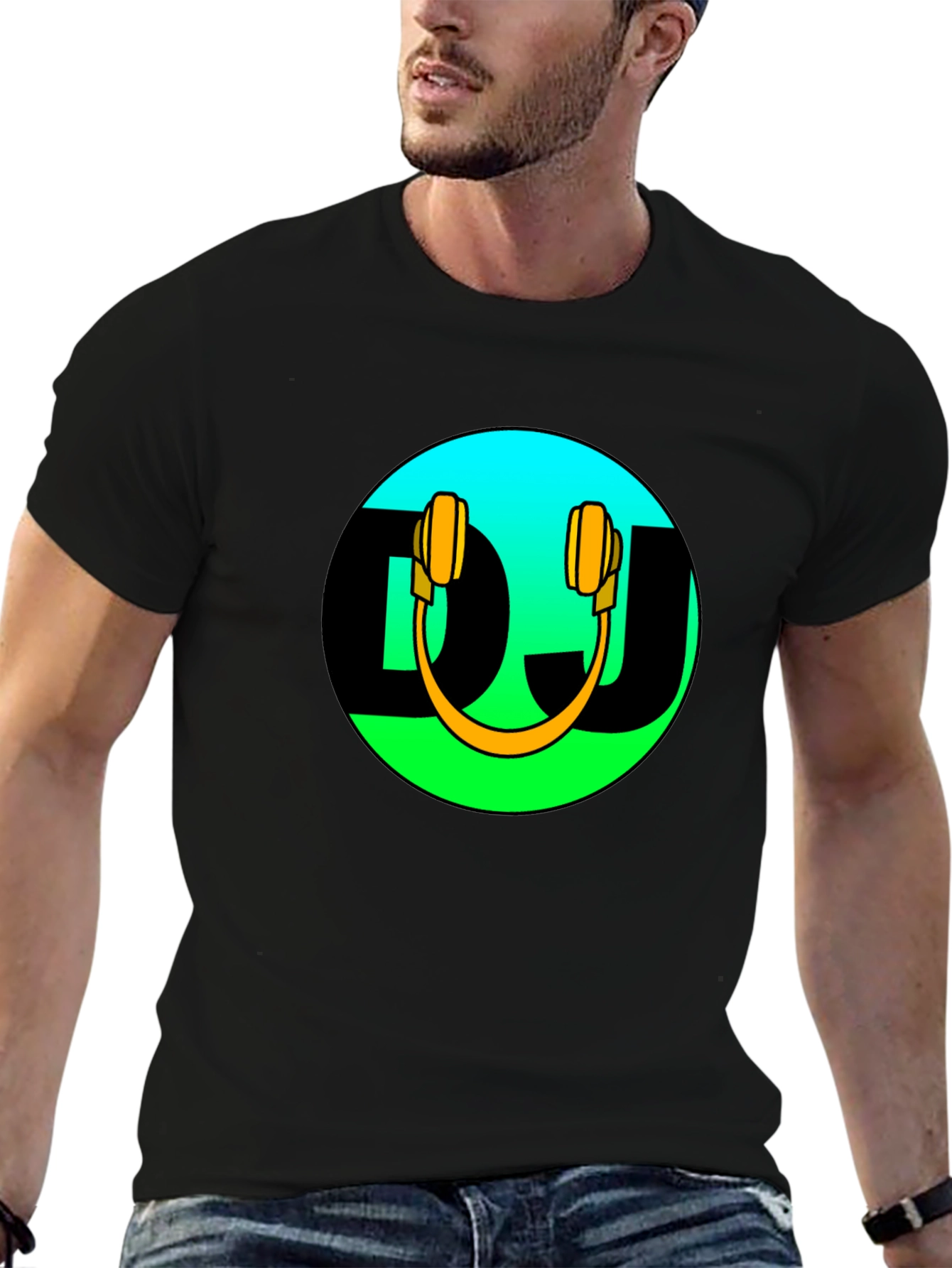 DJ Headphones Graphic Black T-Shirt