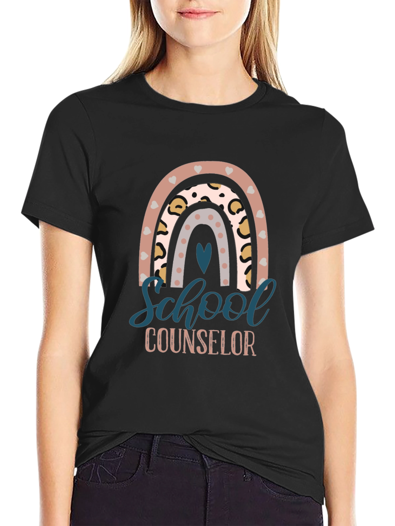 School Counselor Rainbow Graphic T-Shirt