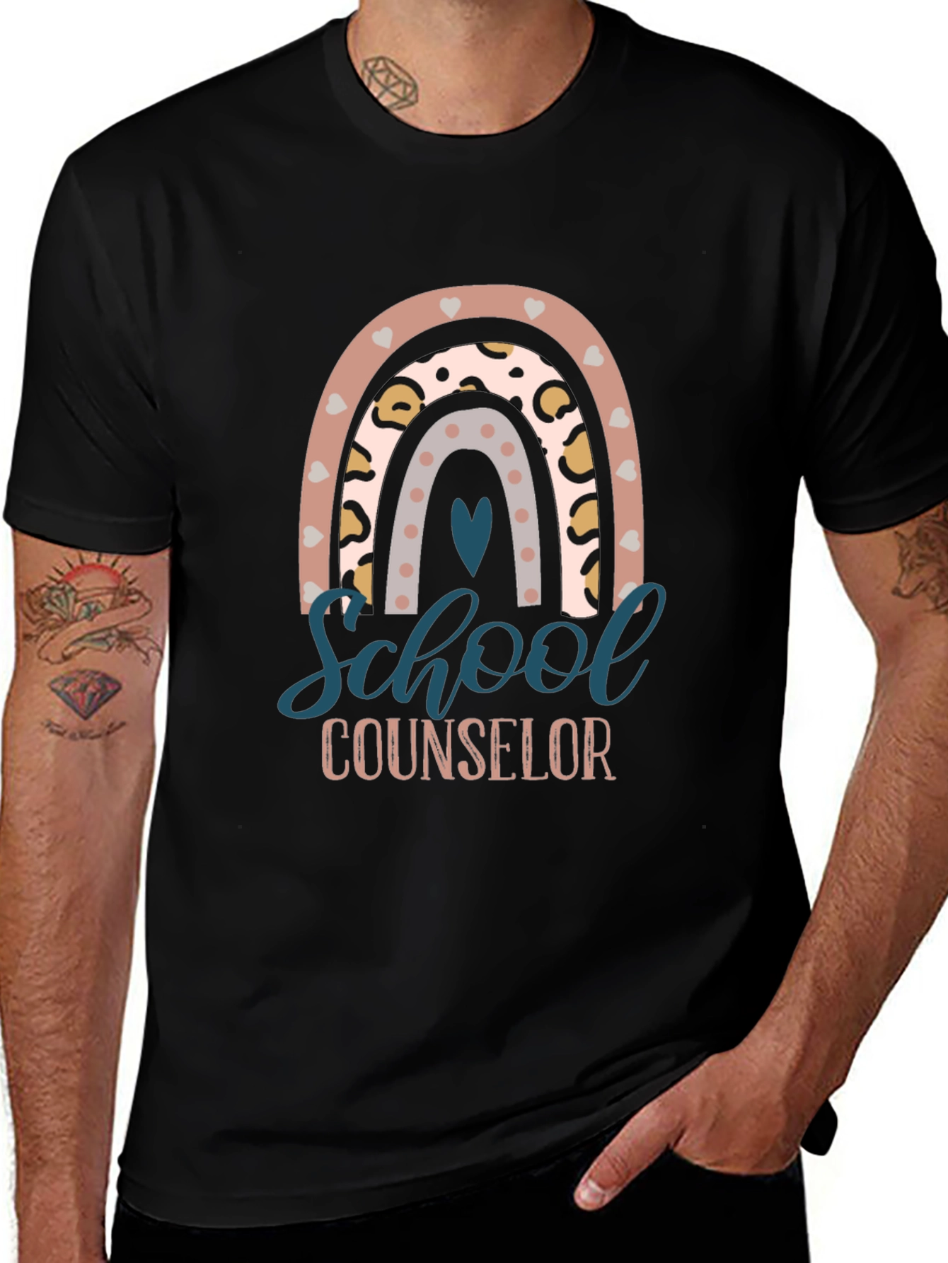 School Counselor Rainbow Graphic T-Shirt