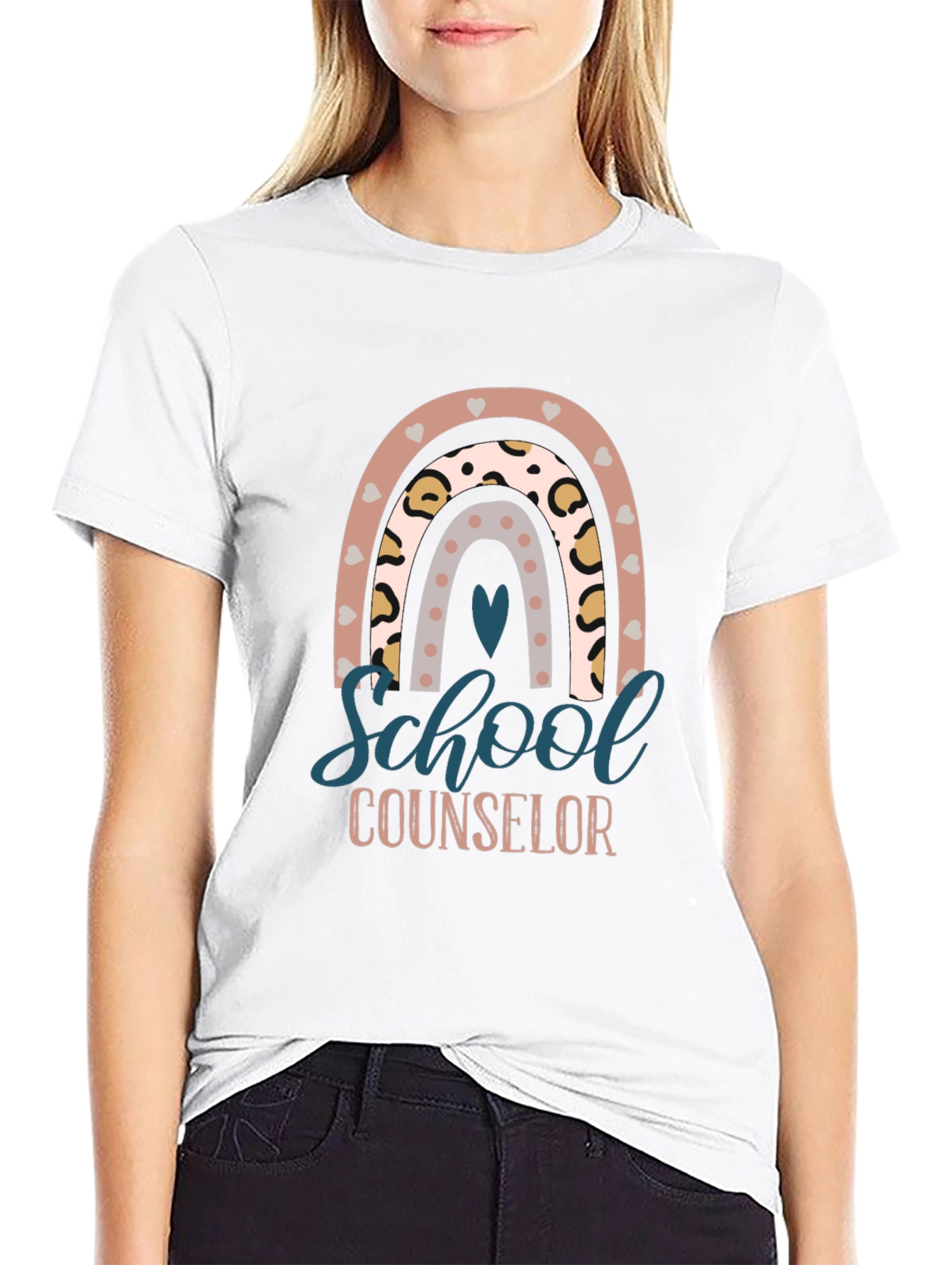 School Counselor Rainbow Graphic T-Shirt