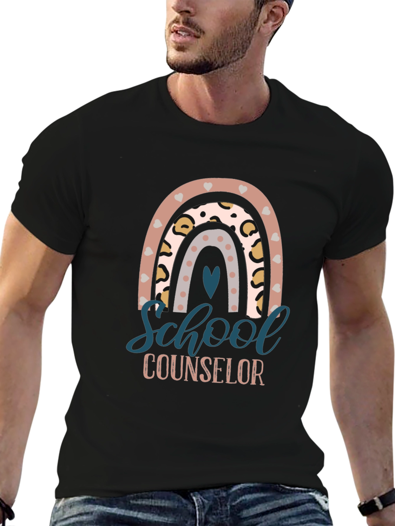 School Counselor Rainbow Graphic T-Shirt