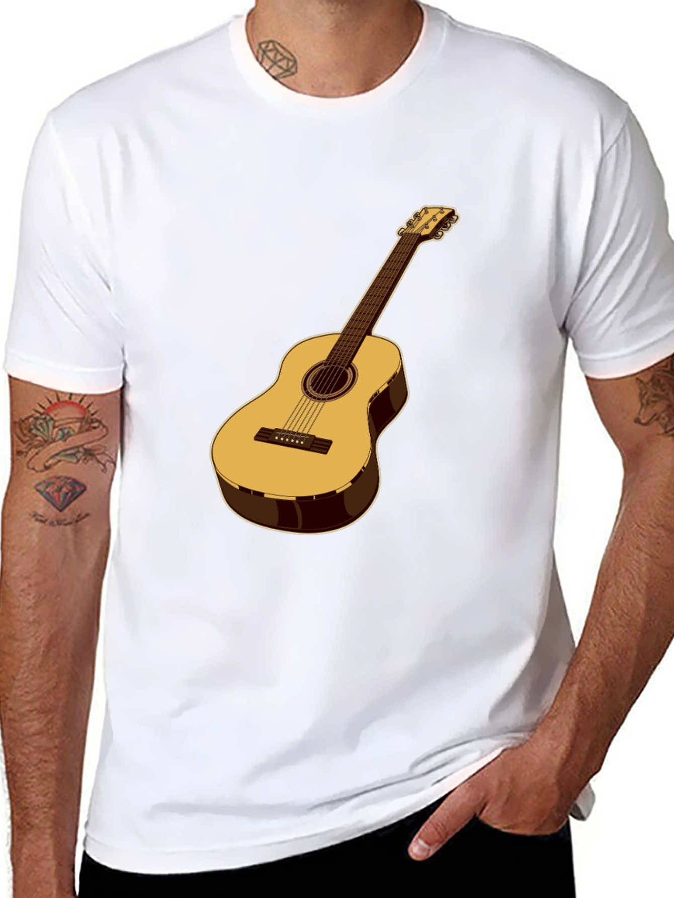 Acoustic Guitar Graphic T-Shirt - Musical Style