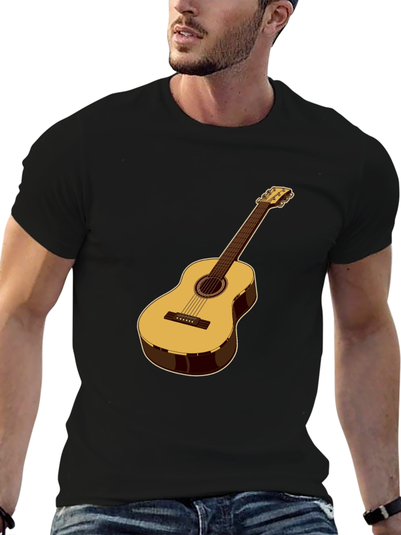 Acoustic Guitar Graphic T-Shirt - Musical Style
