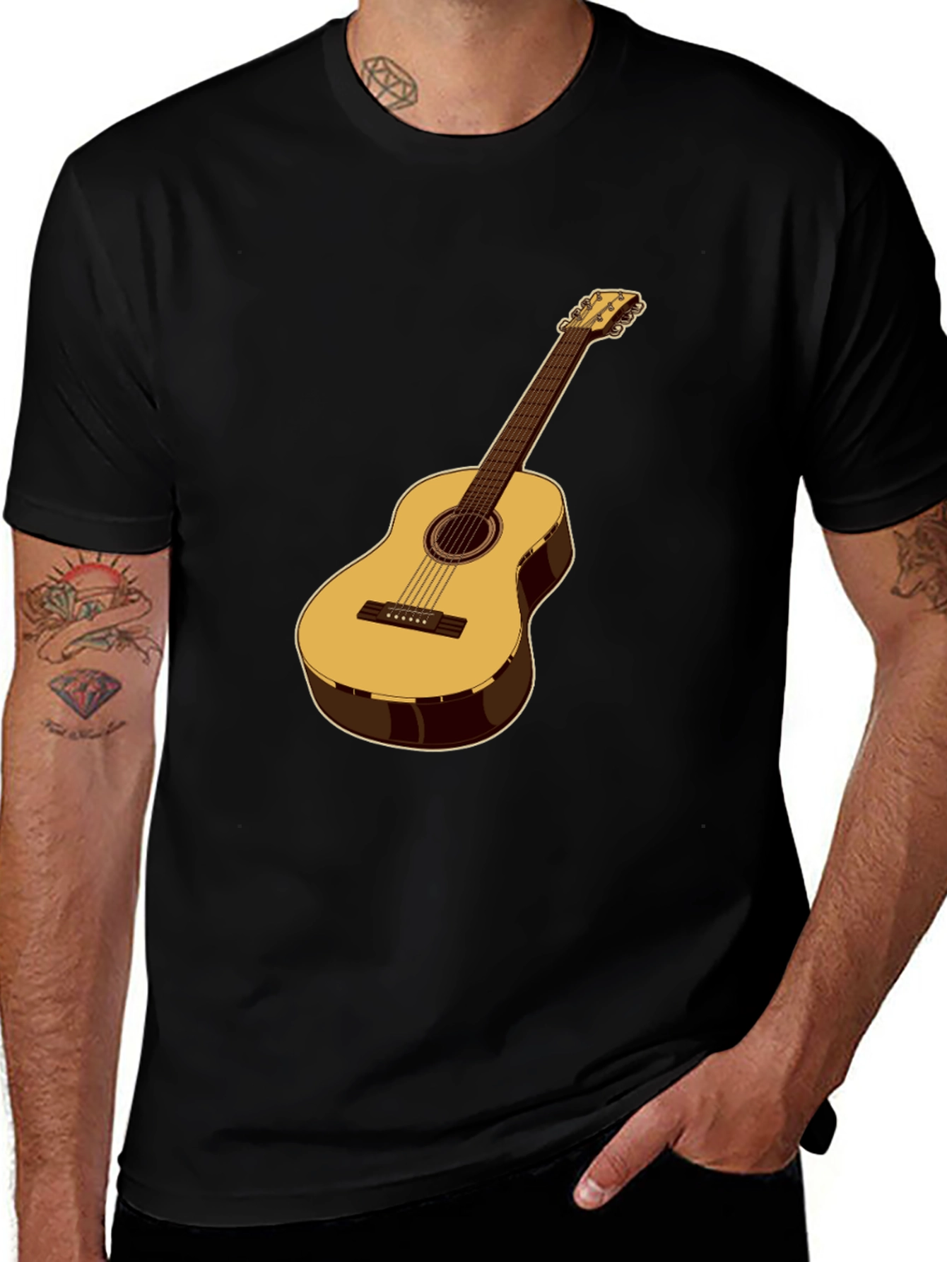 Acoustic Guitar Graphic T-Shirt - Musical Style