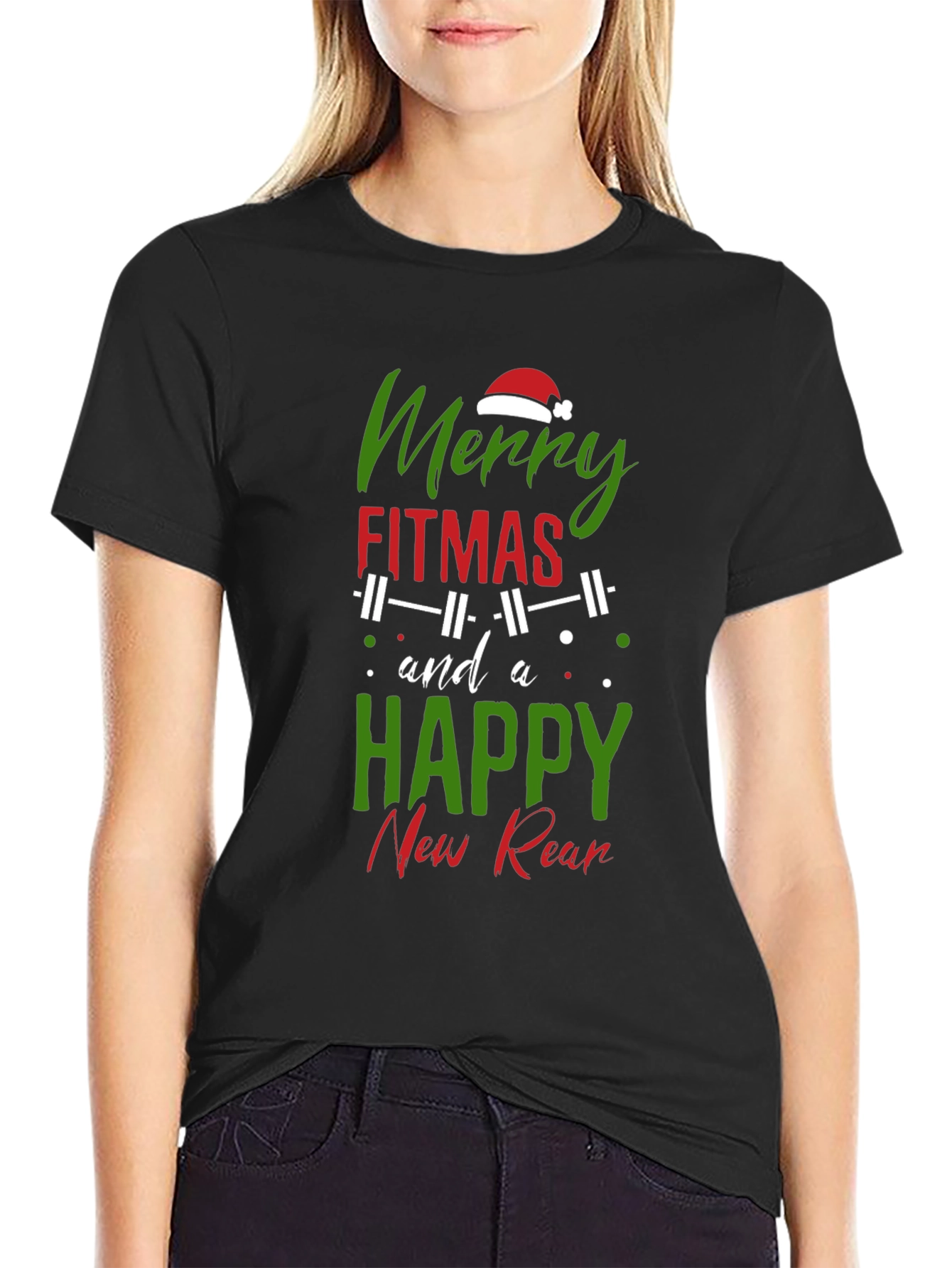 Merry Fitmas Black T-Shirt: Holiday Gym Apparel