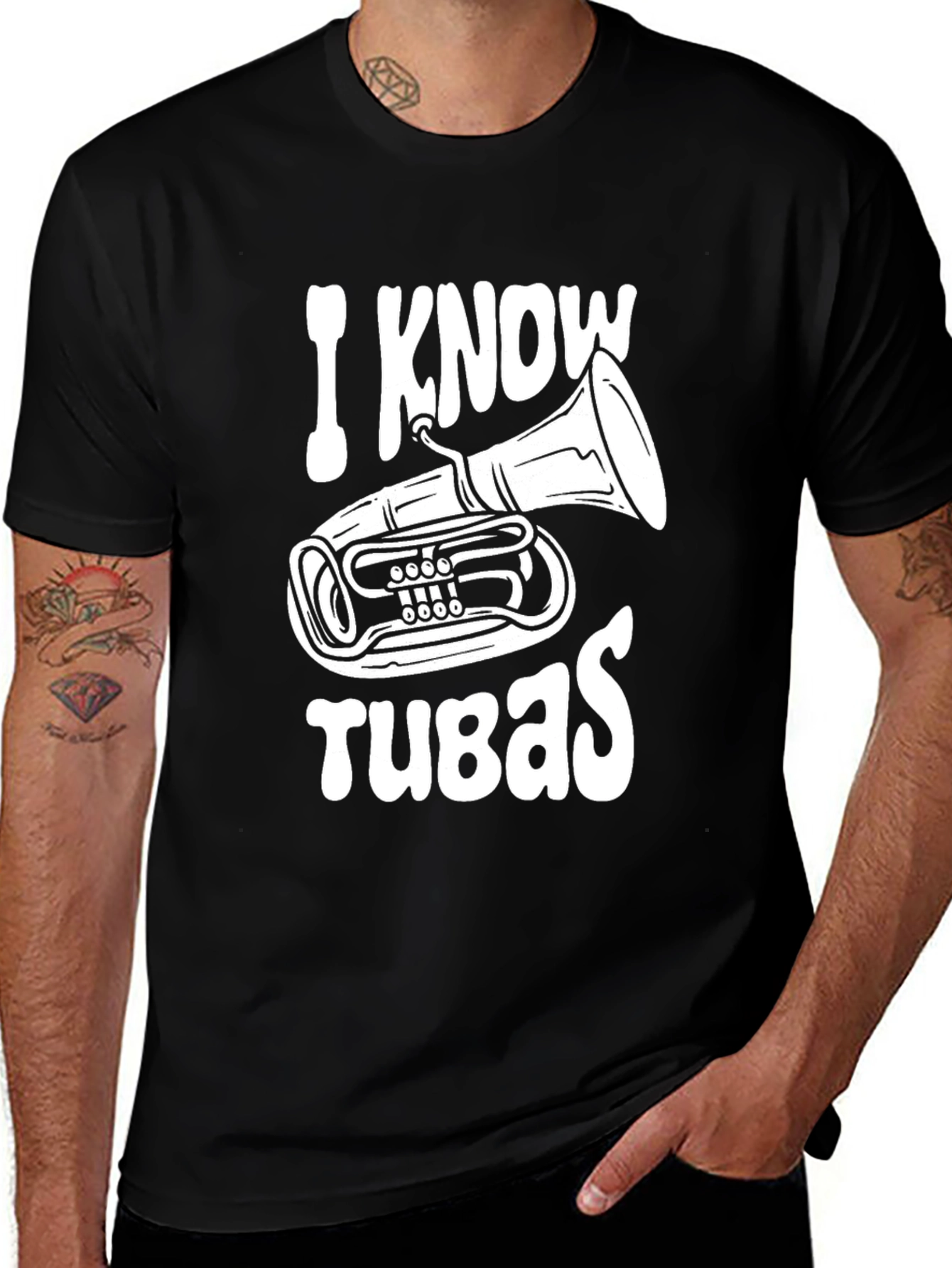 I Know Tubas Black T-Shirt Music Lover Tee