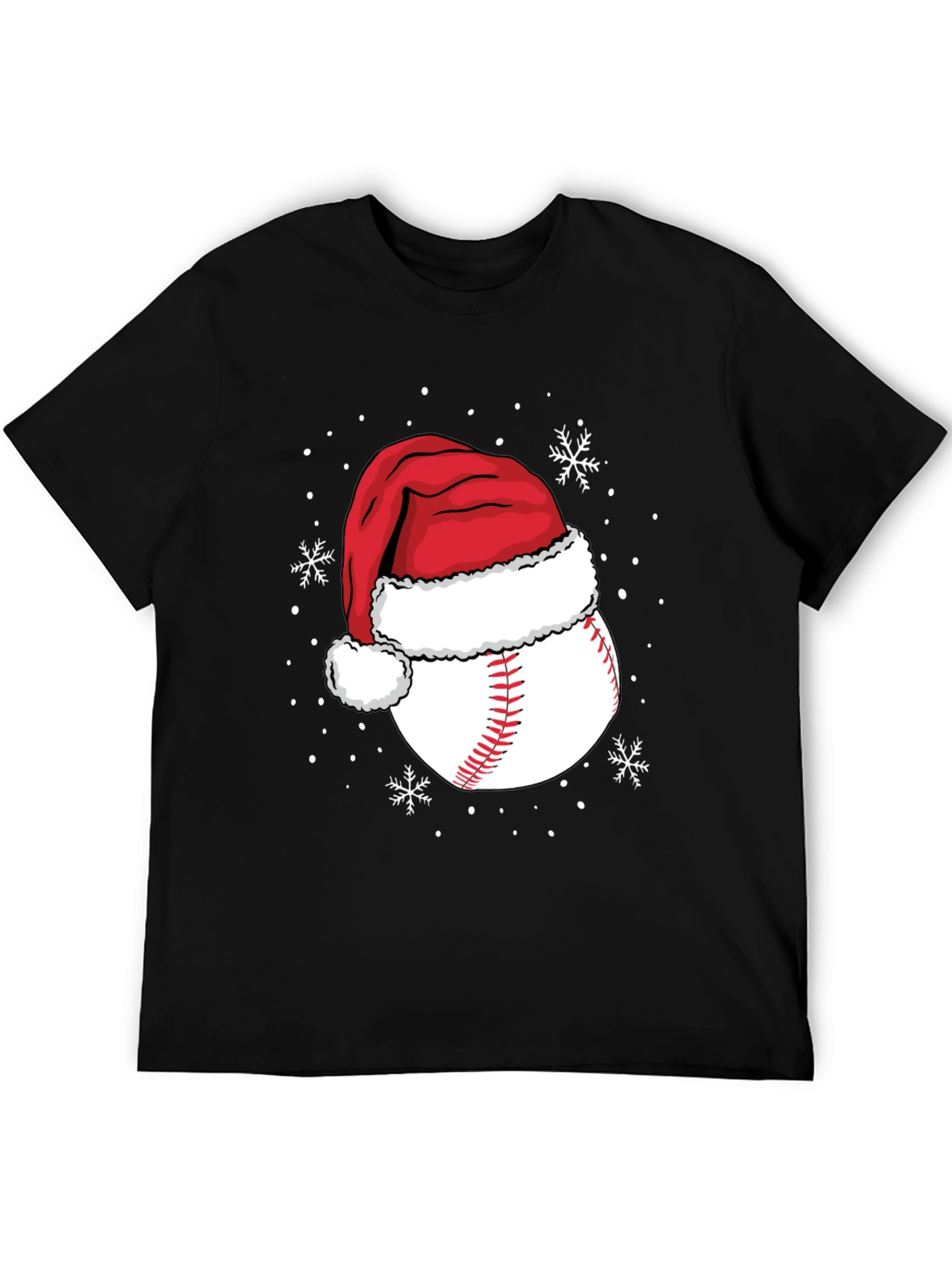Baseball Santa Hat Christmas Graphic Tee