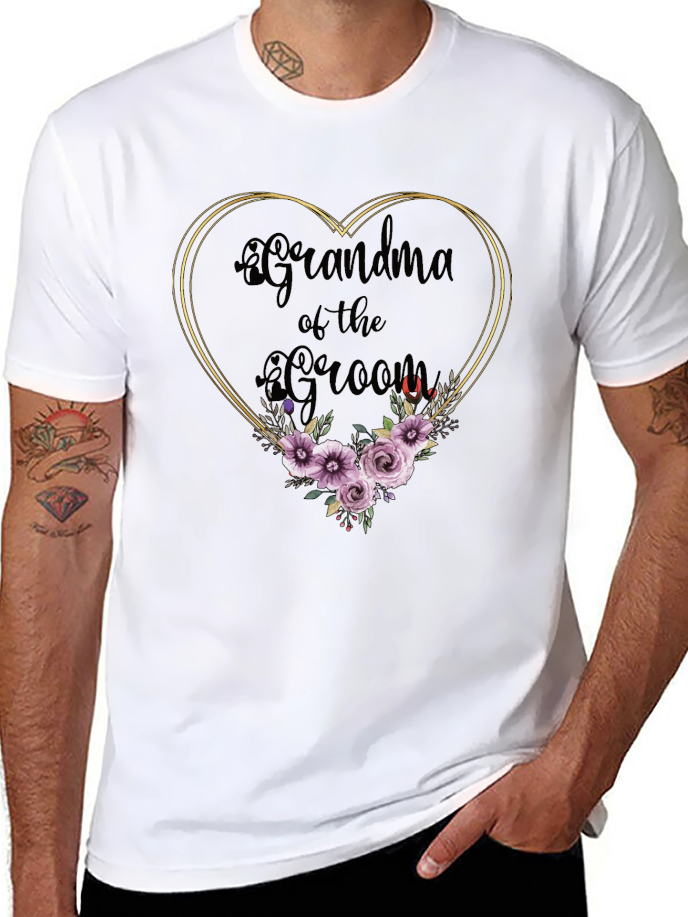 Grandma of the Groom Floral Heart Tee
