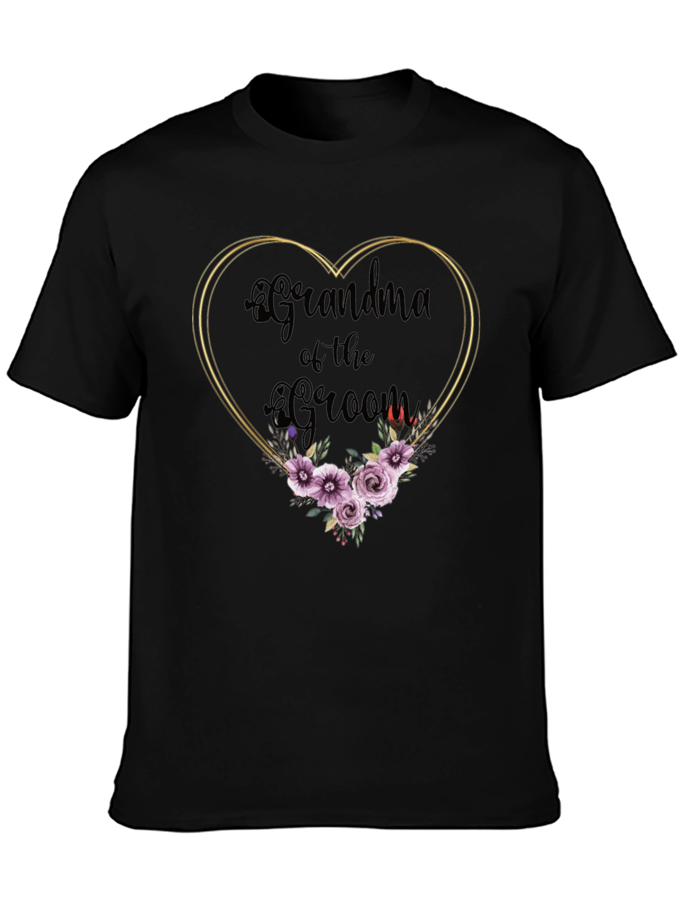 Grandma of the Groom Floral Heart Tee