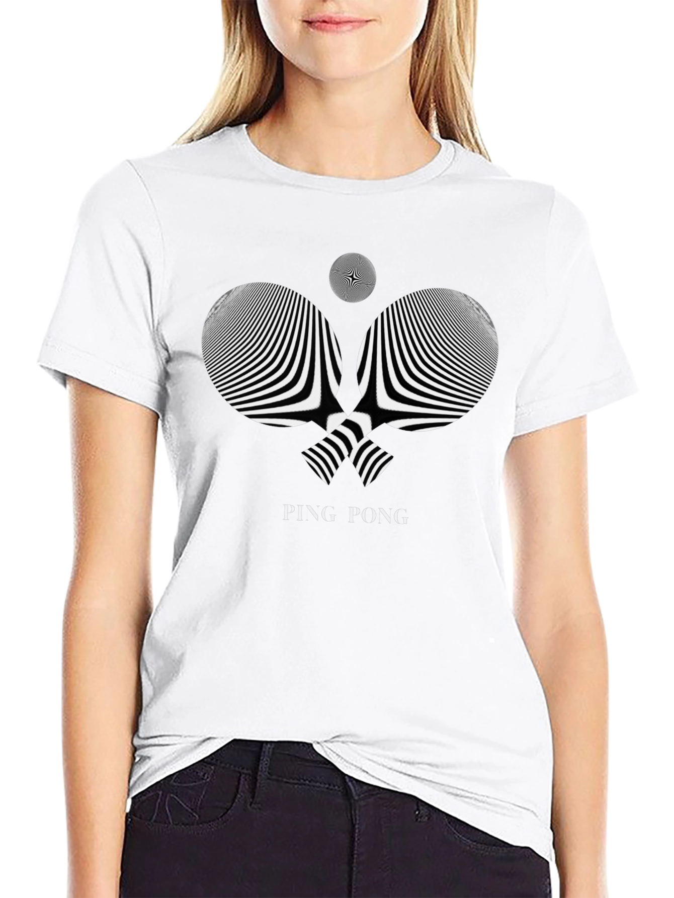 Stylish Ping Pong Graphic Tee - Black Cotton Shirt