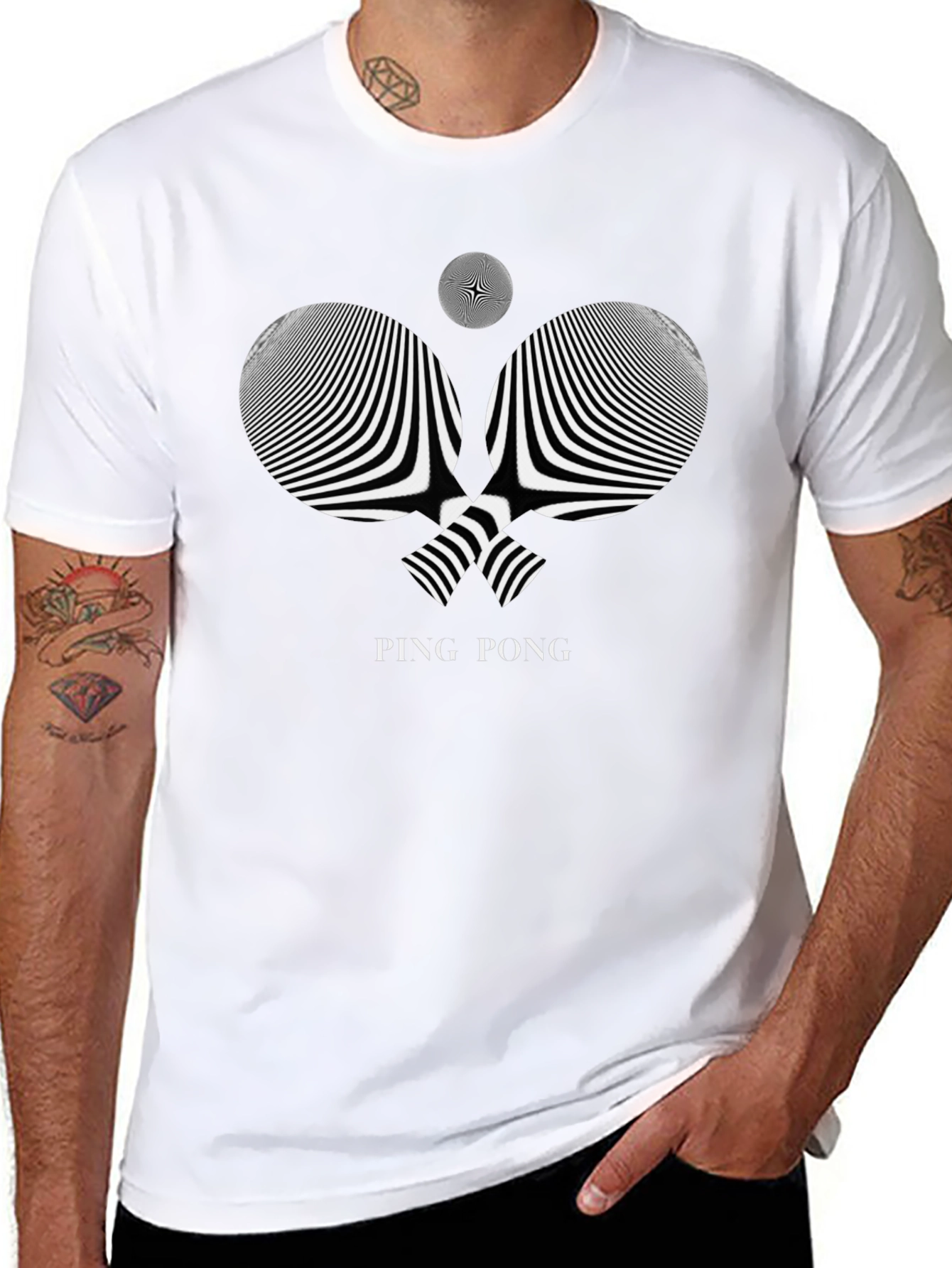 Stylish Ping Pong Graphic Tee - Black Cotton Shirt