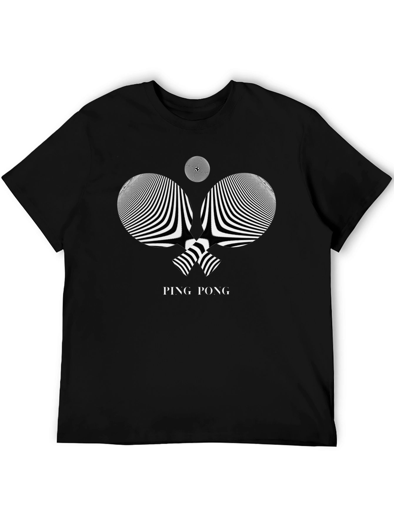 Stylish Ping Pong Graphic Tee - Black Cotton Shirt