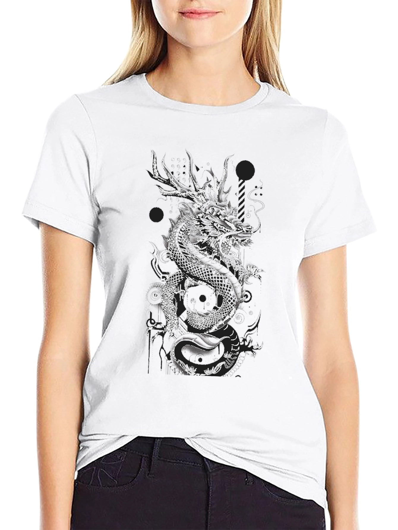 Dragon Graphic Print Black T-Shirt