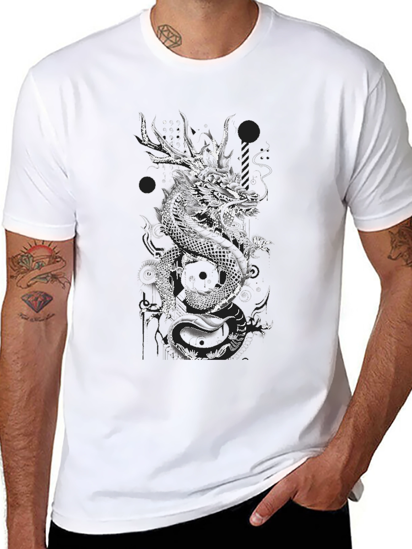 Dragon Graphic Print Black T-Shirt