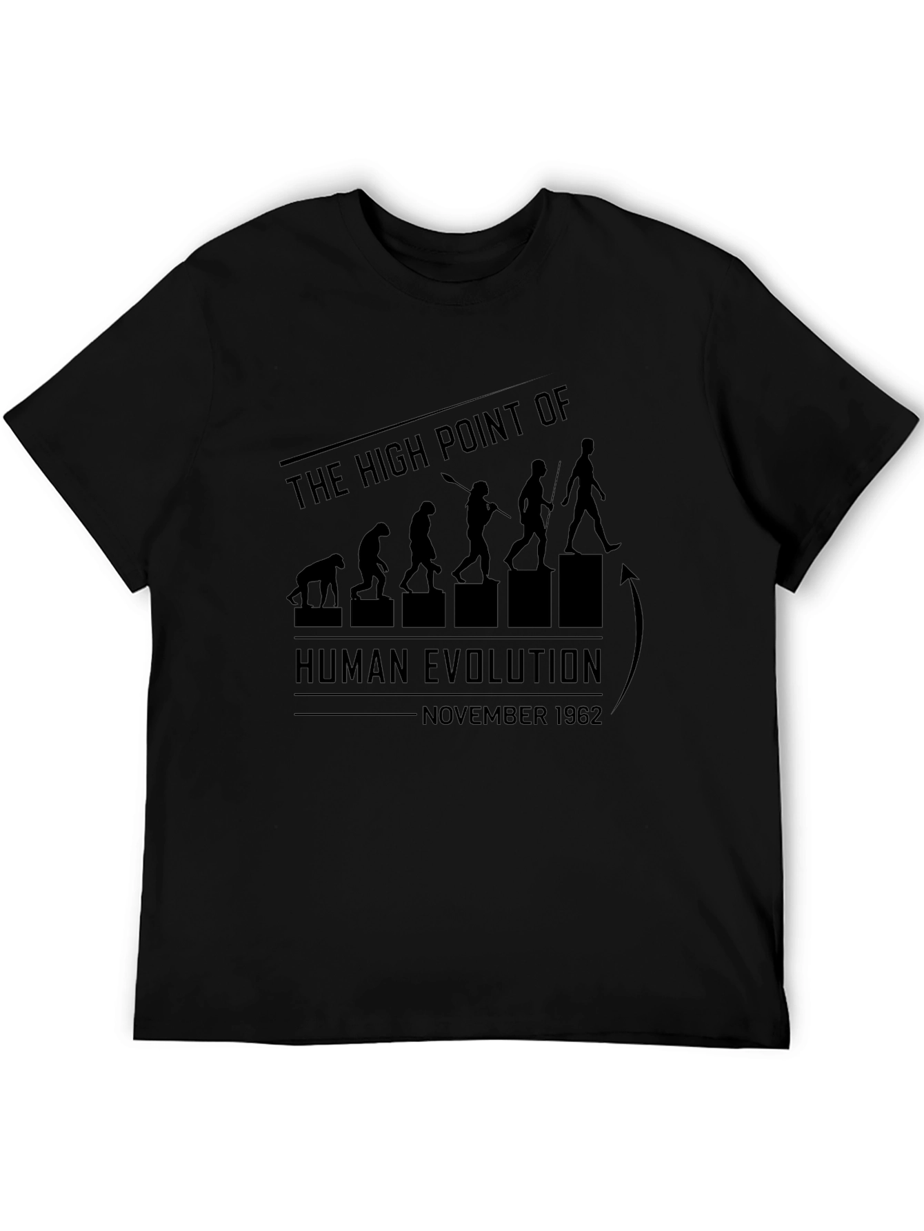 Human Evolution 1962 Black Graphic Tee