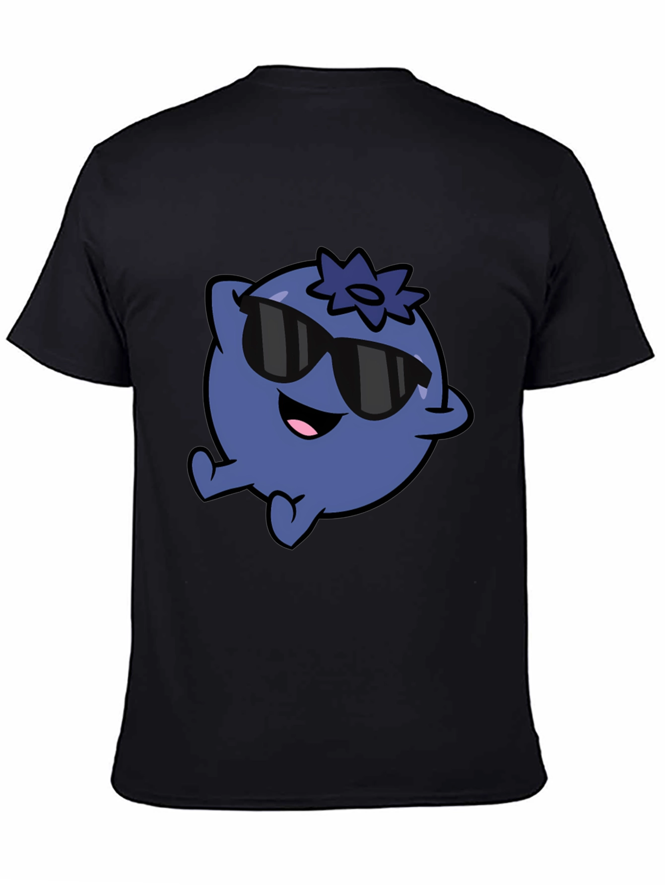 Cool Blueberry Cartoon Graphic Black T-Shirt