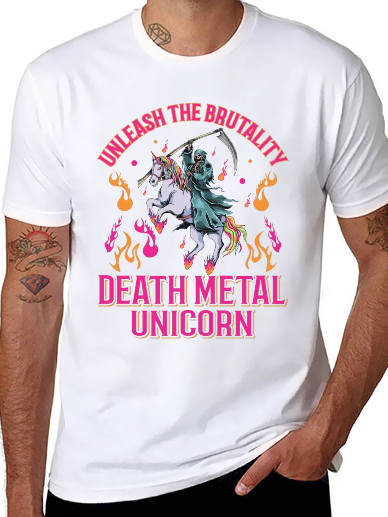 Death Metal Unicorn Graphic T-Shirt