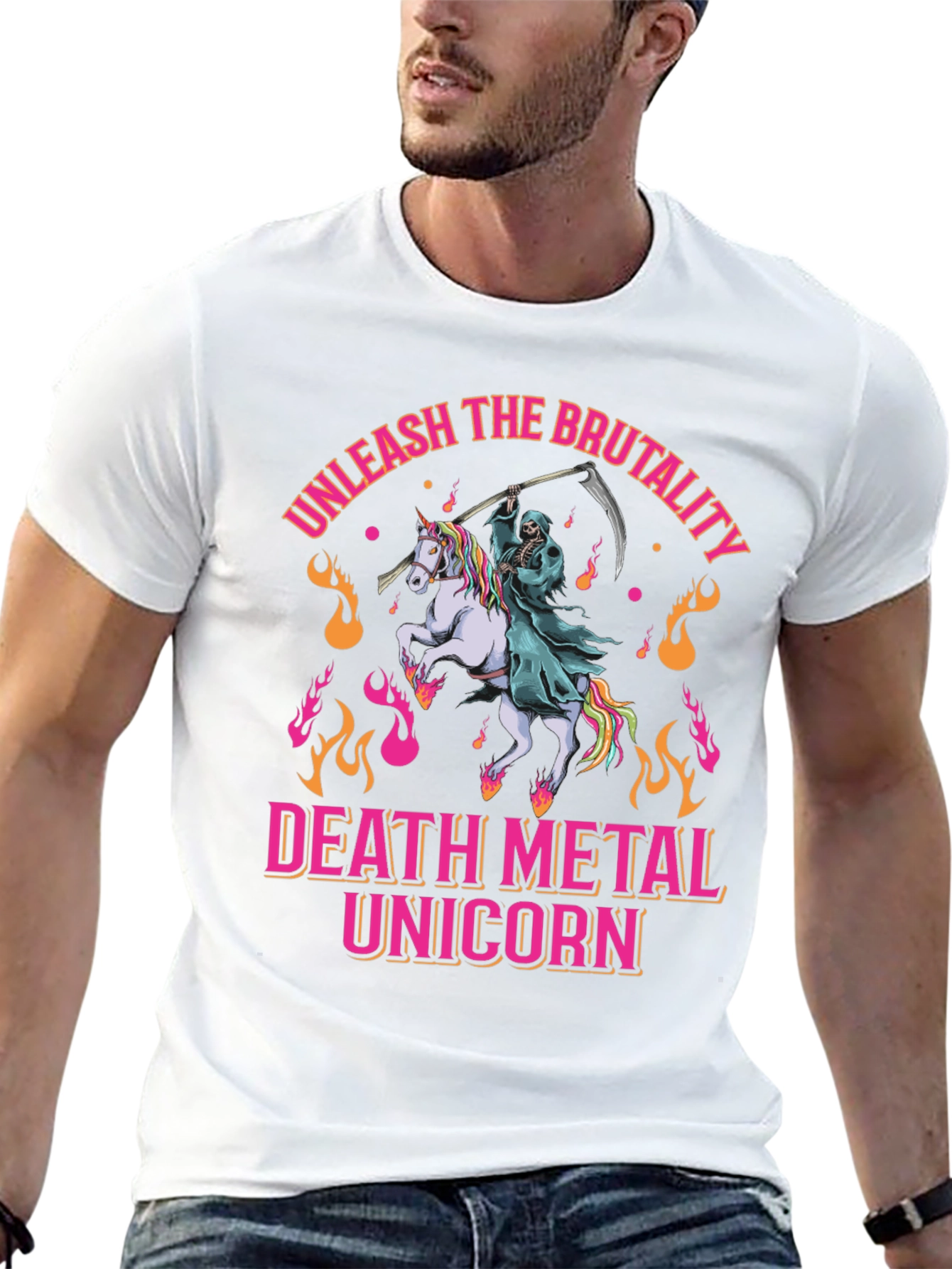 Death Metal Unicorn Graphic T-Shirt