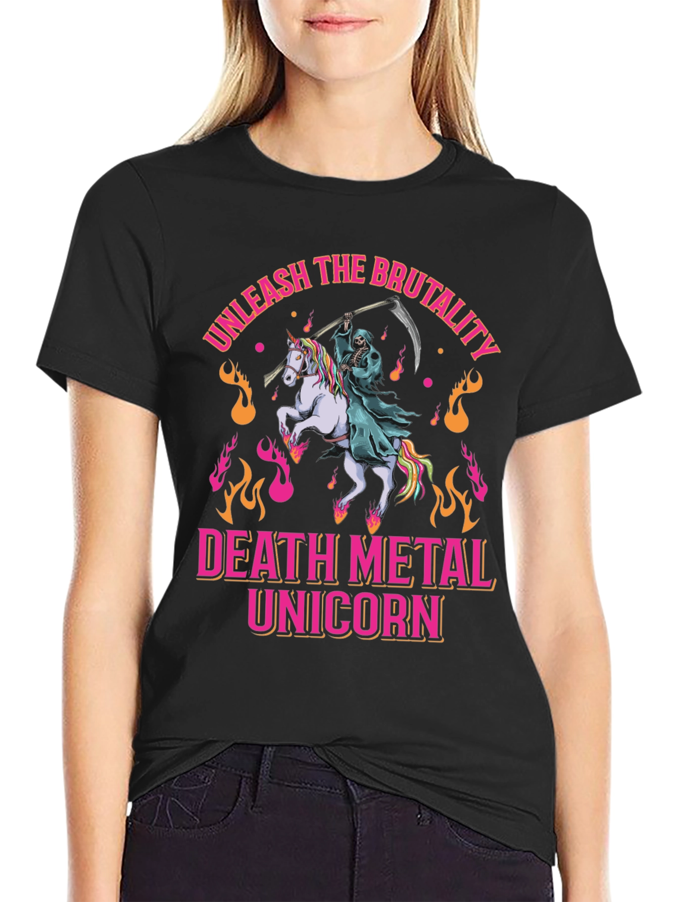 Death Metal Unicorn Graphic T-Shirt