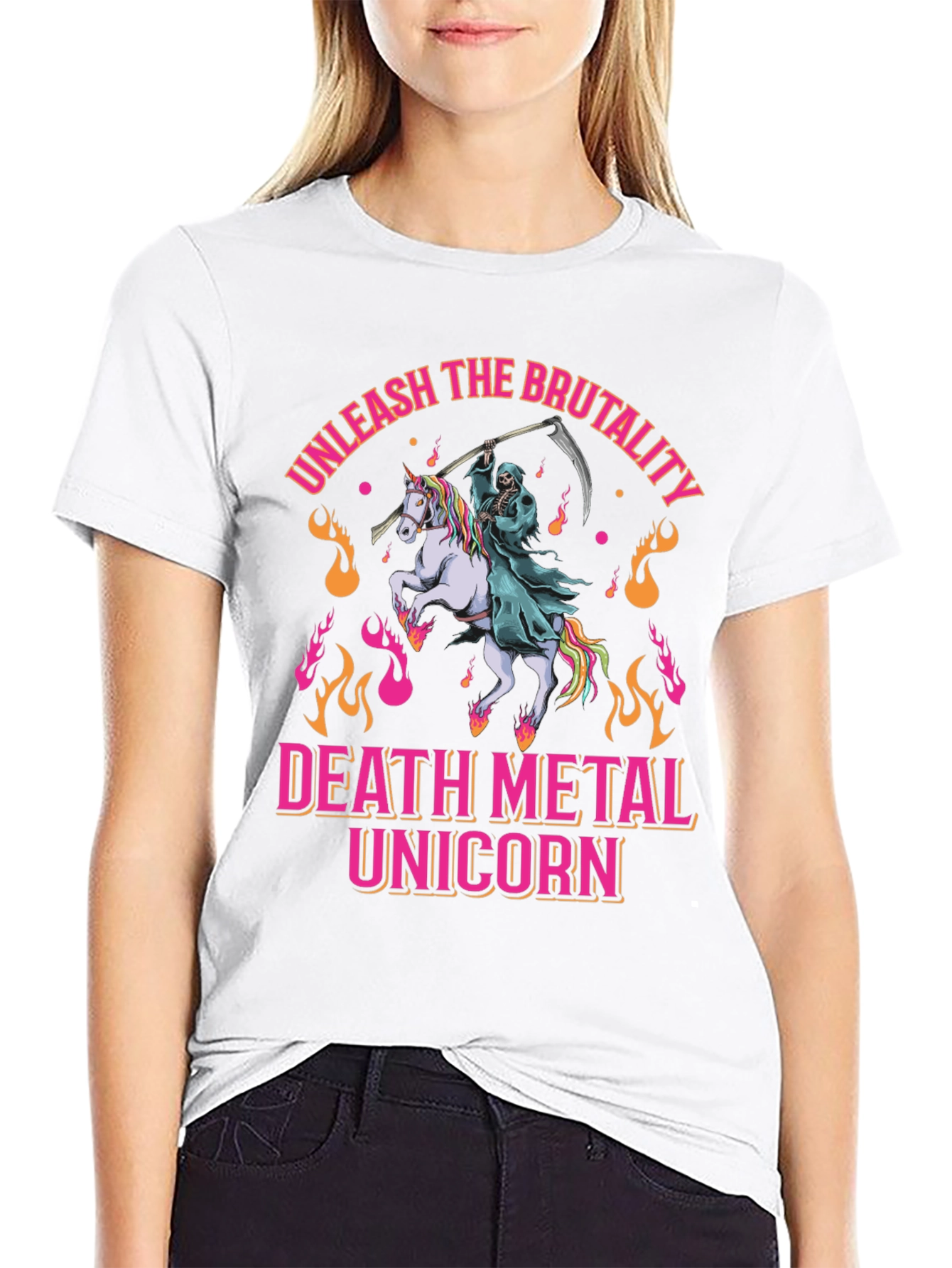 Death Metal Unicorn Graphic T-Shirt