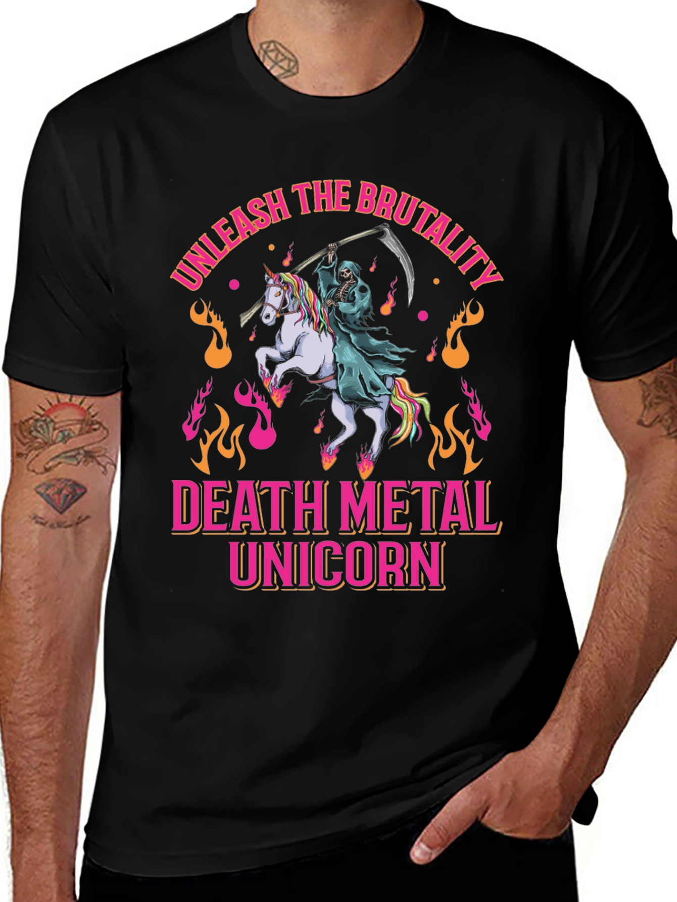 Death Metal Unicorn Graphic T-Shirt