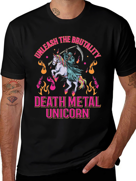 Death Metal Unicorn Graphic T-Shirt