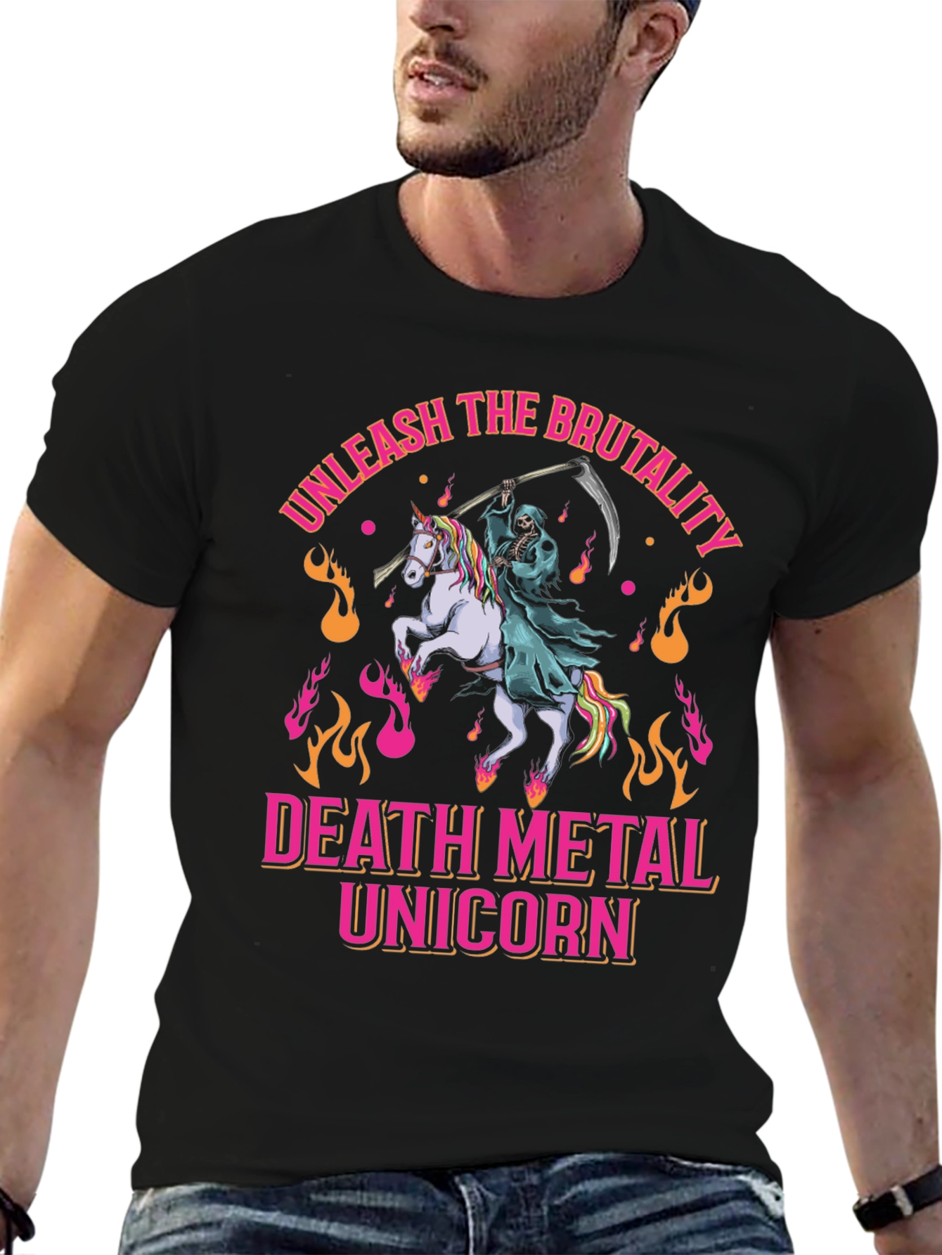 Death Metal Unicorn Graphic T-Shirt