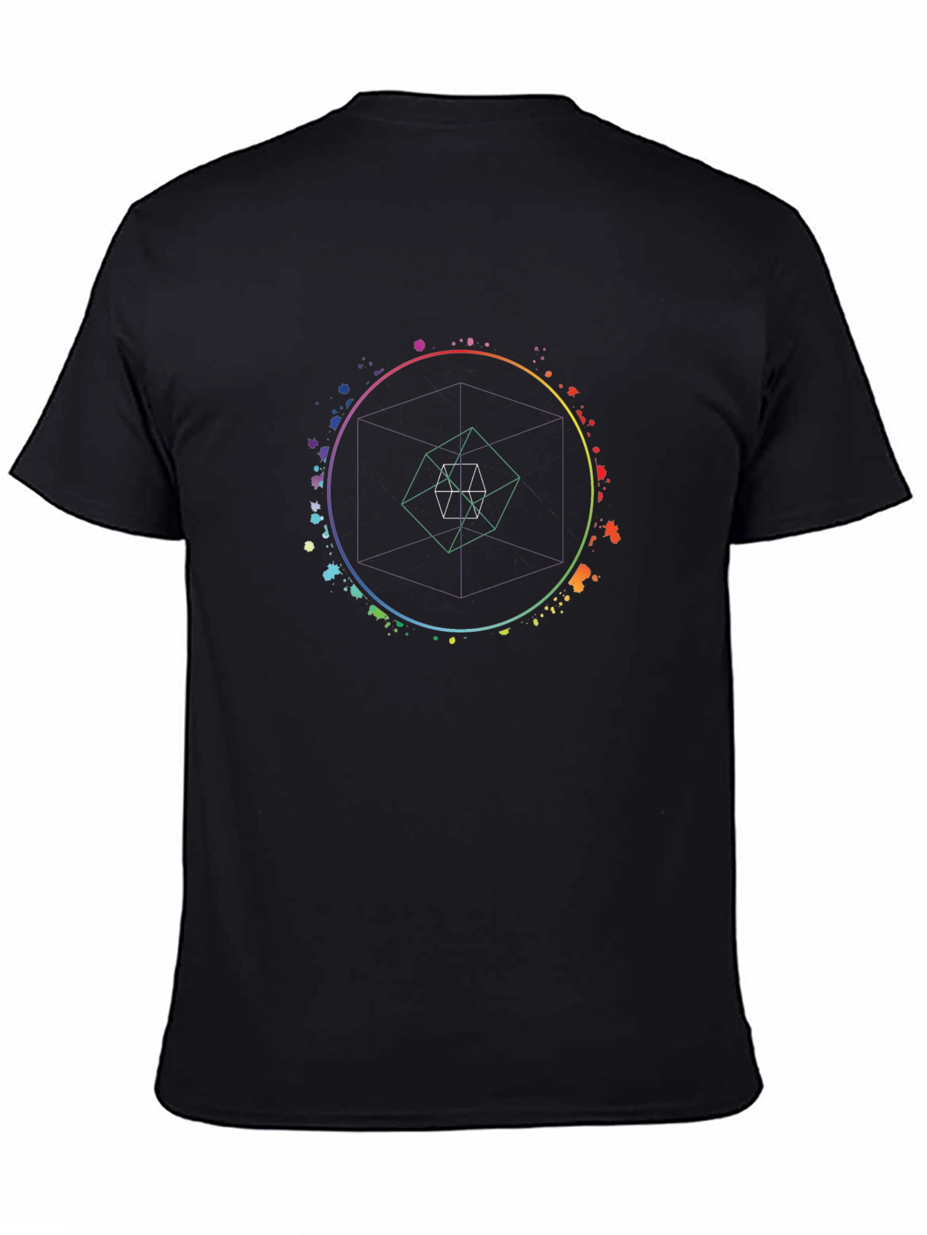 Geometric Circle Graphic Print T-Shirt - Black