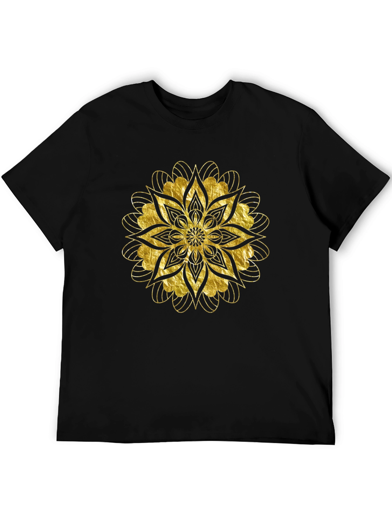 Golden Mandala Graphic Black T-Shirt