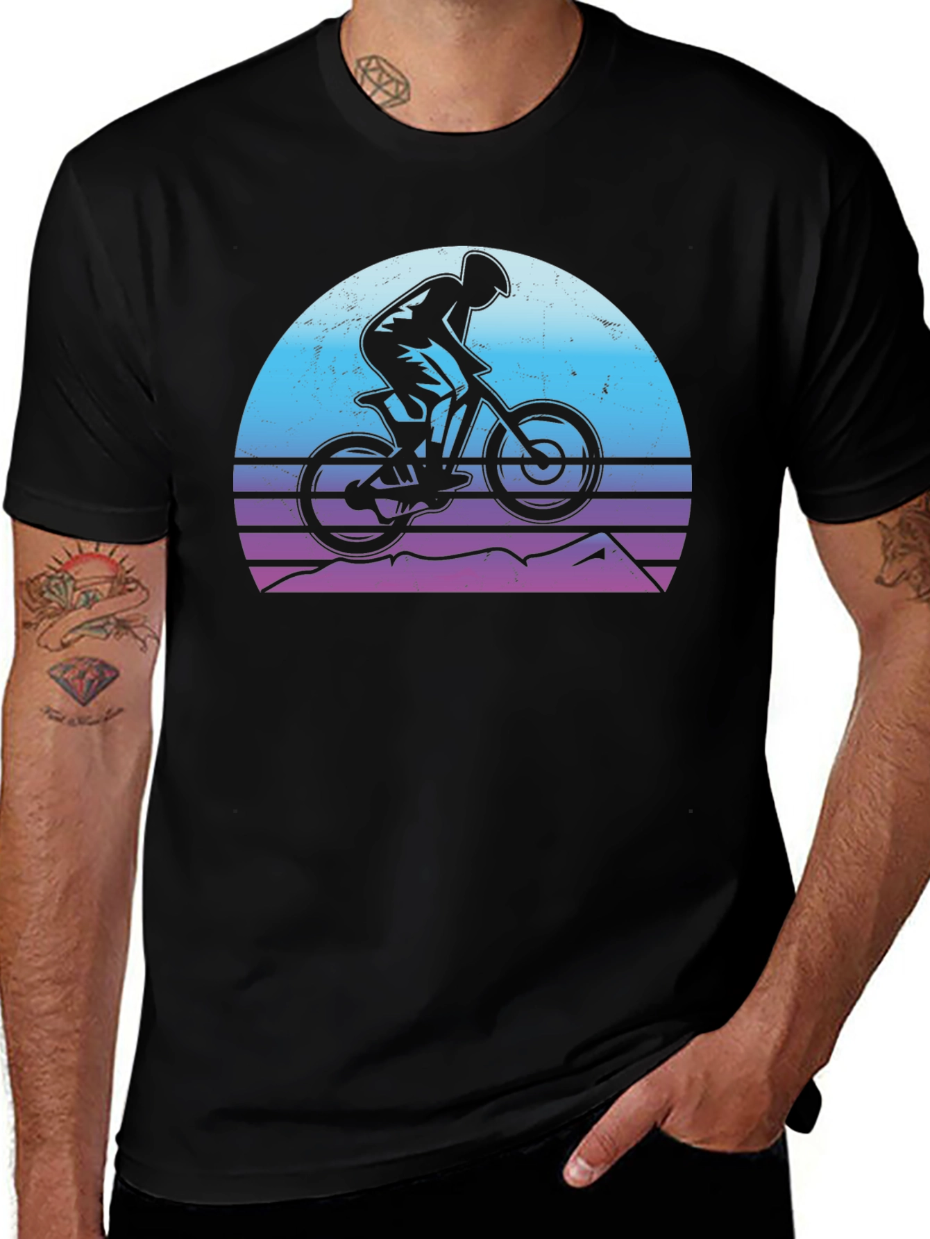 Mountain Biker Sunset Graphic Tee
