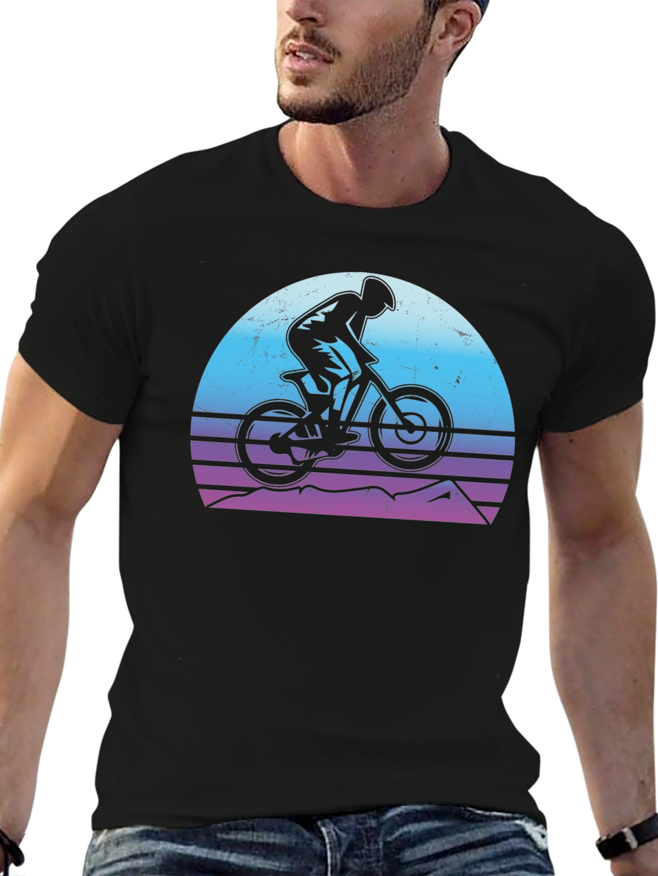 Mountain Biker Sunset Graphic Tee