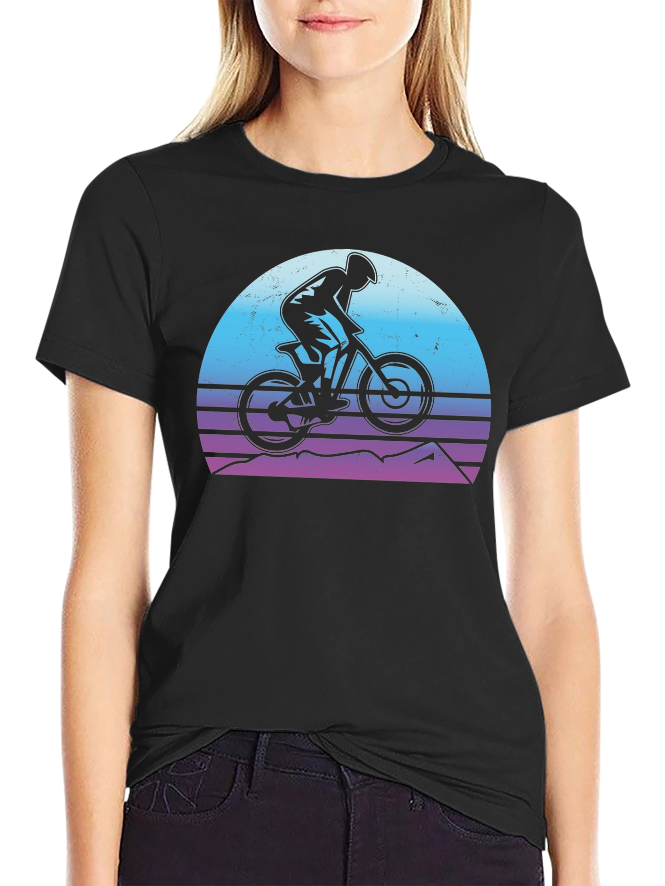 Mountain Biker Sunset Graphic Tee