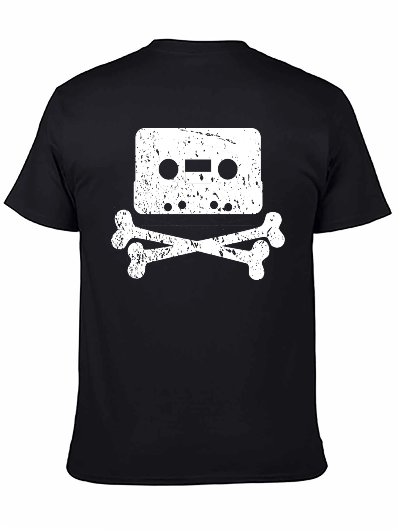 Cassette Tape Skull Graphic T-Shirt - Black