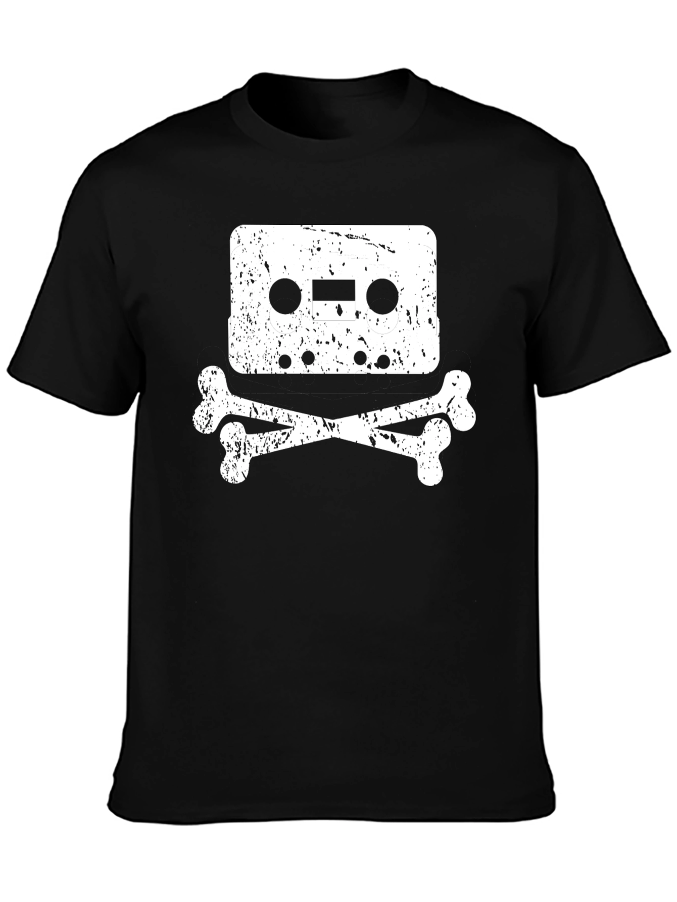 Cassette Tape Skull Graphic T-Shirt - Black