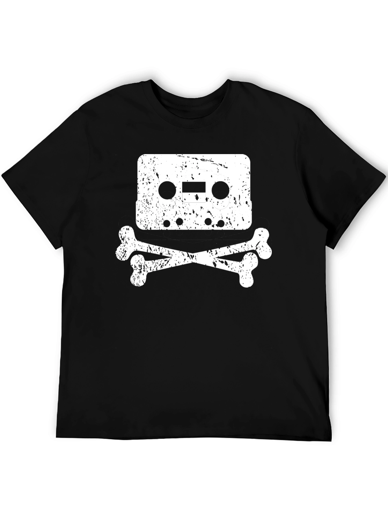 Cassette Tape Skull Graphic T-Shirt - Black