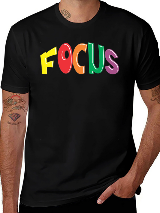 Colorful FOCUS Graphic T-Shirt - Mens Black Tee