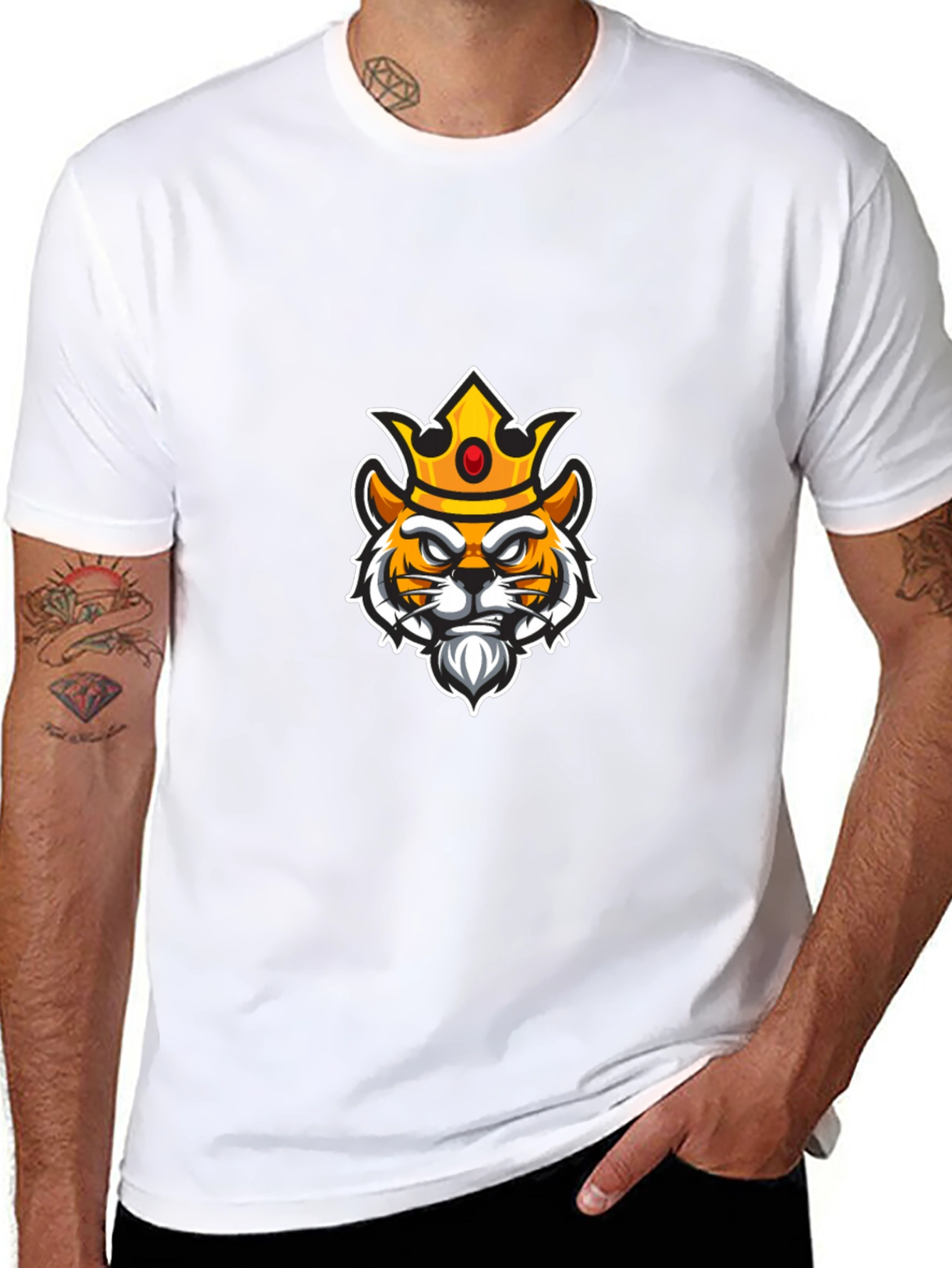 King Tiger Graphic Tee - Black Cotton Blend Shirt
