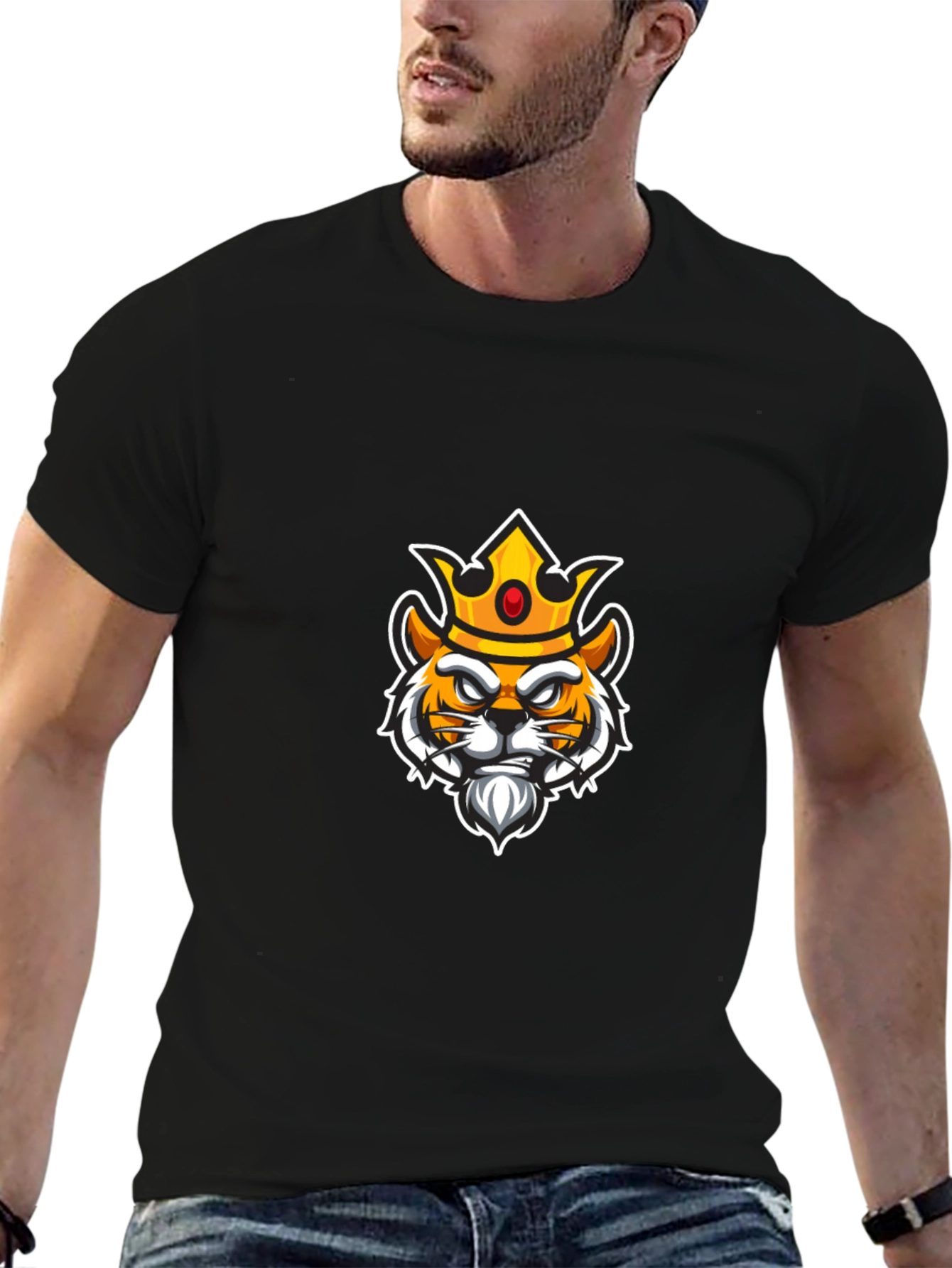 King Tiger Graphic Tee - Black Cotton Blend Shirt