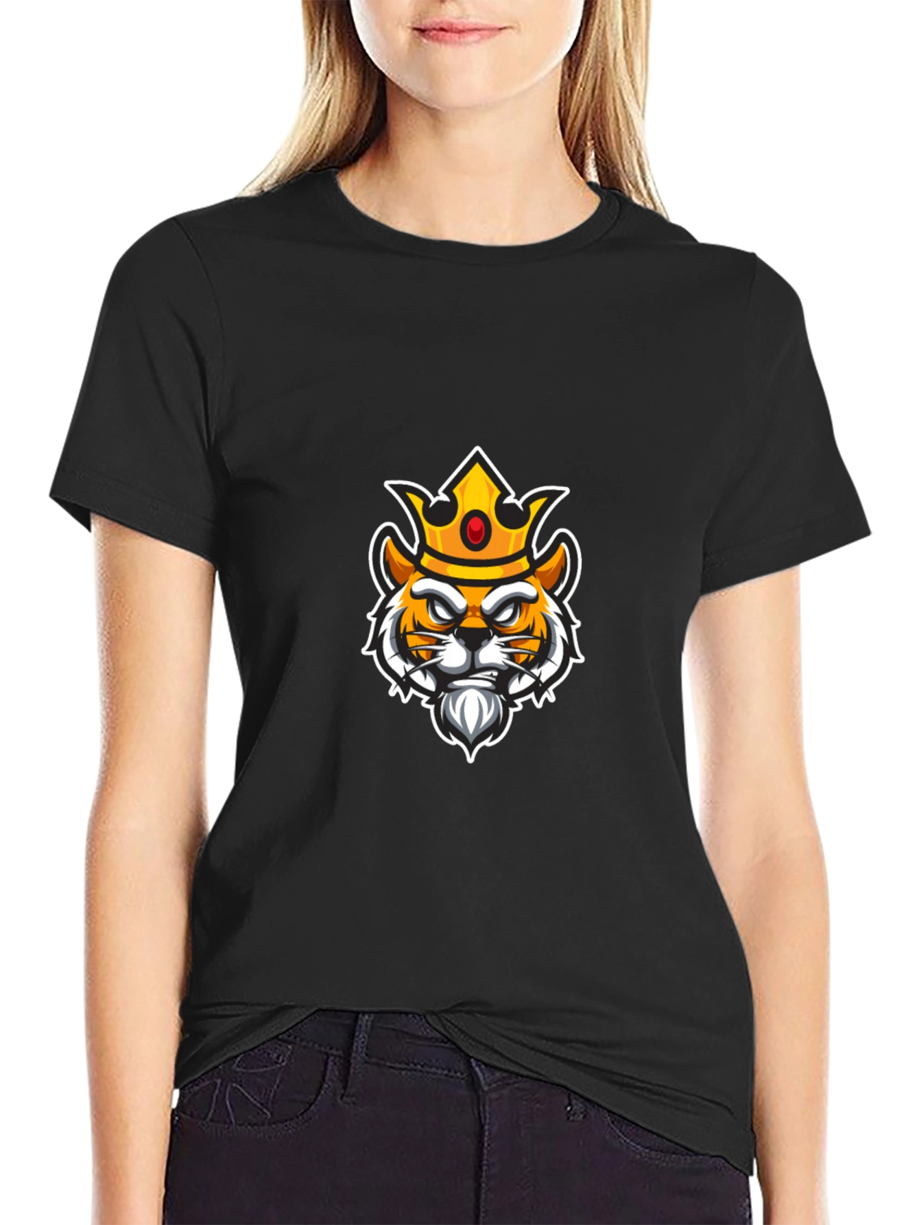 King Tiger Graphic Tee - Black Cotton Blend Shirt