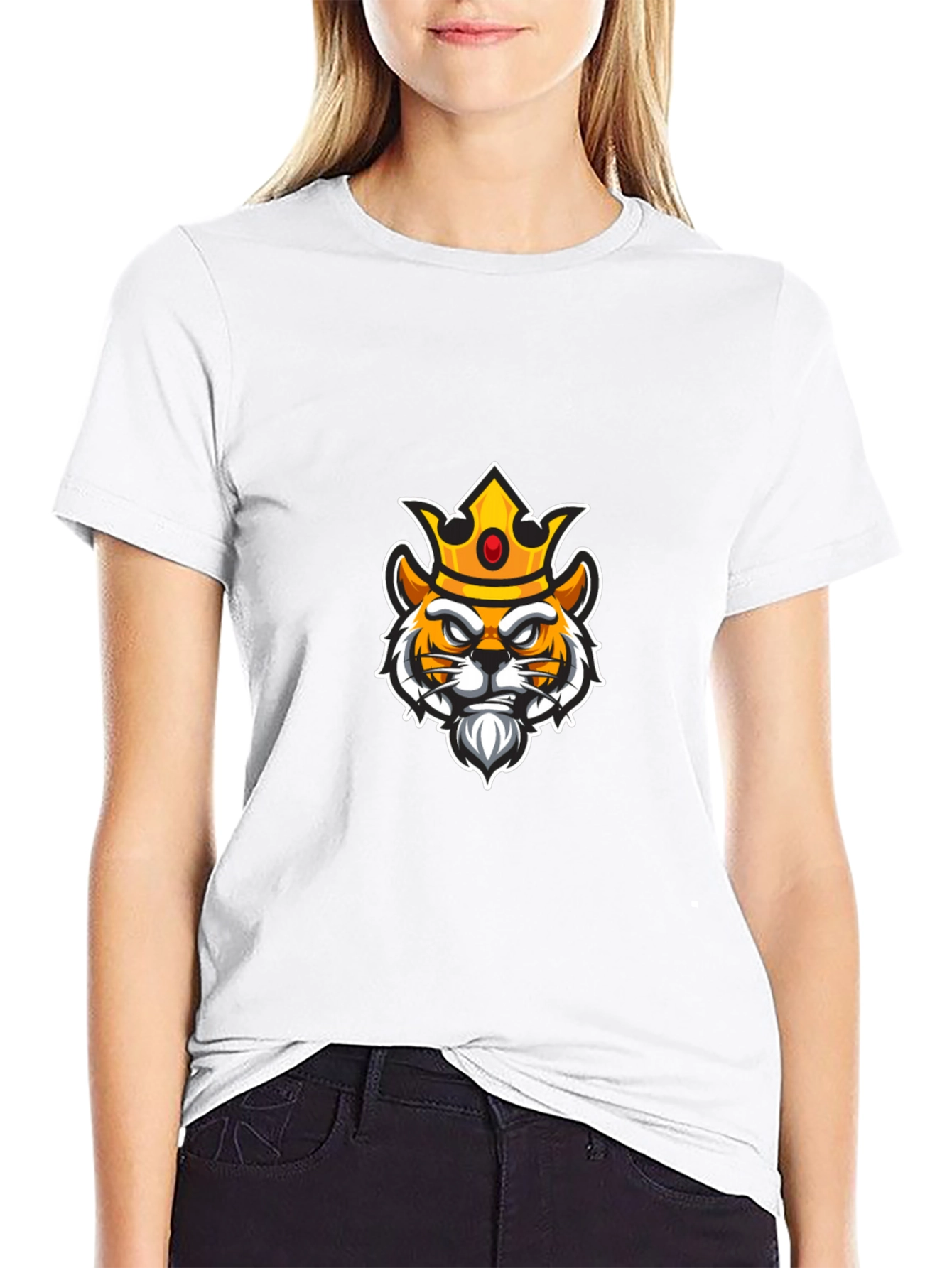 King Tiger Graphic Tee - Black Cotton Blend Shirt