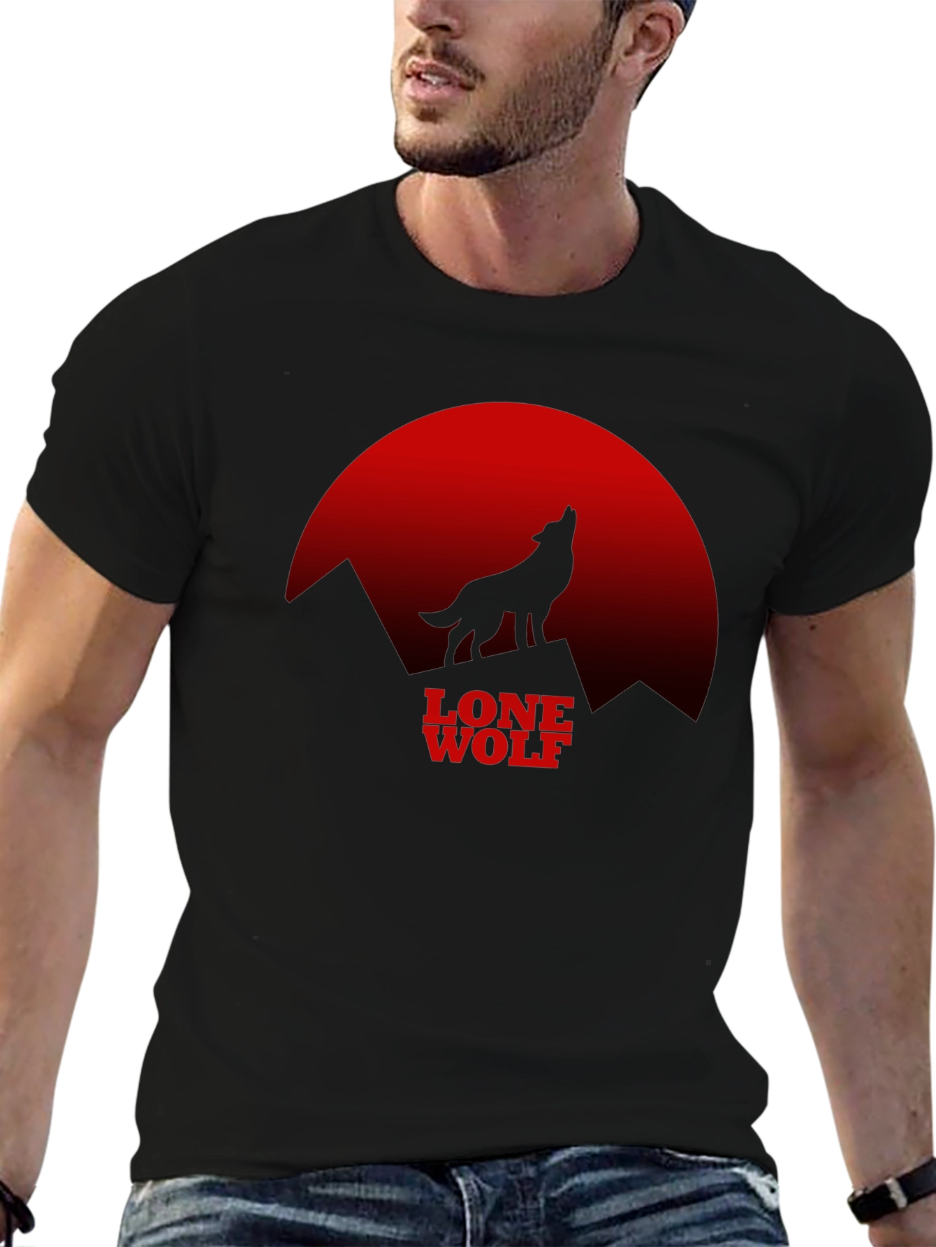 Lone Wolf Graphic Tee - Moon Silhouette