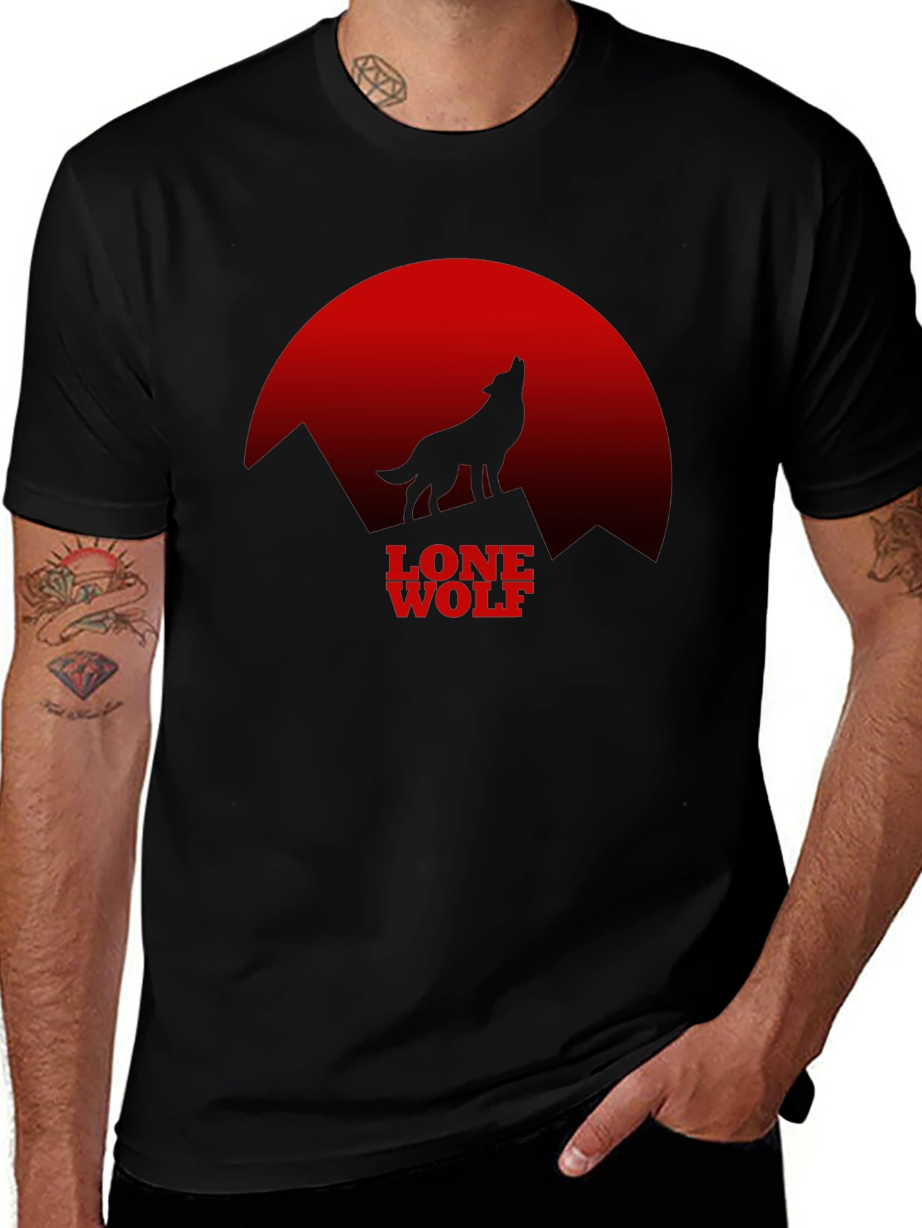 Lone Wolf Graphic Tee - Moon Silhouette