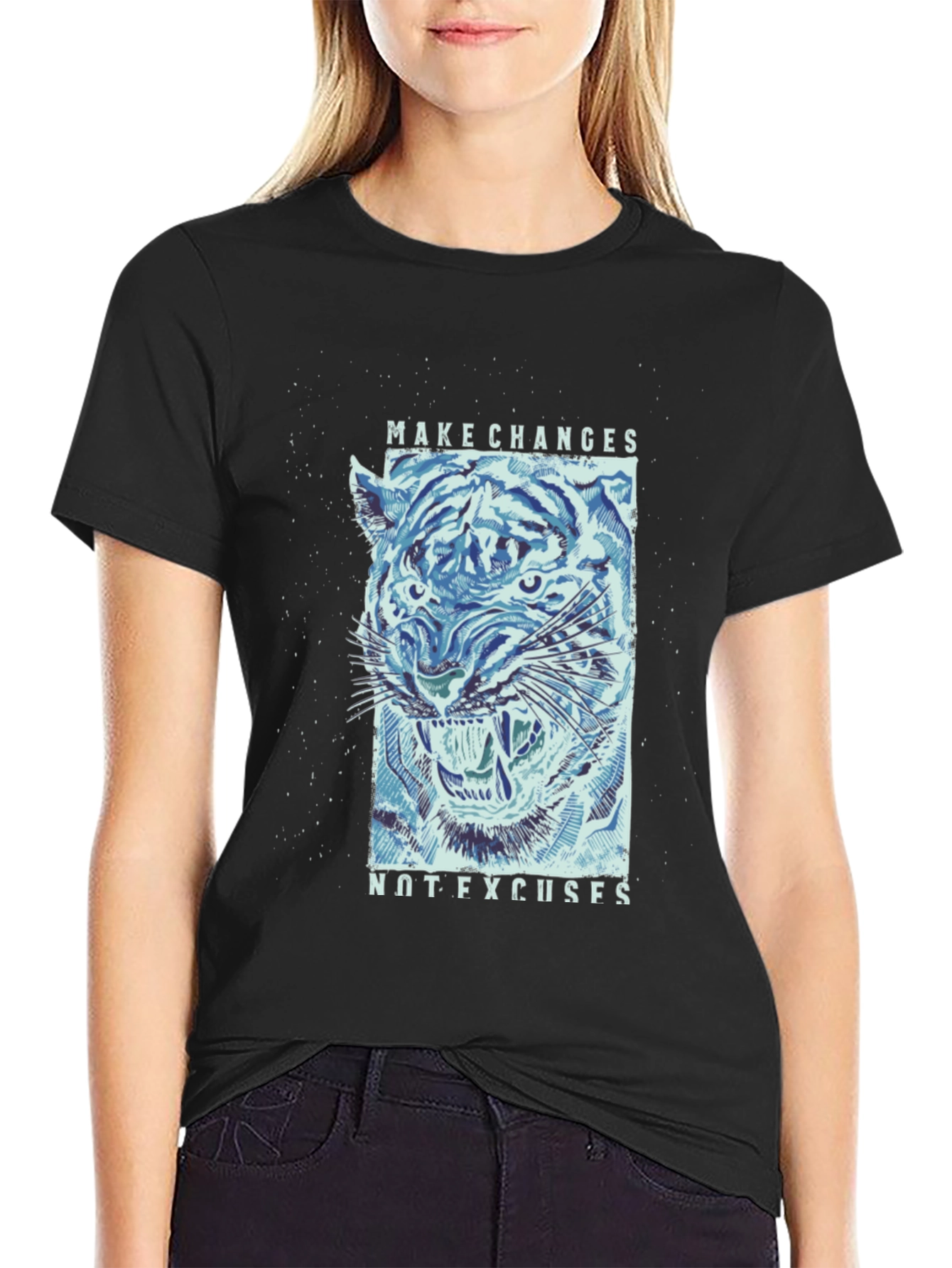 Make Changes Tiger Graphic Tee - Mens Black T-Shirt