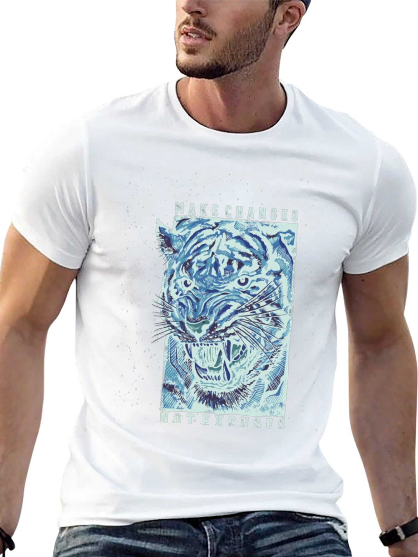 Make Changes Tiger Graphic Tee - Mens Black T-Shirt