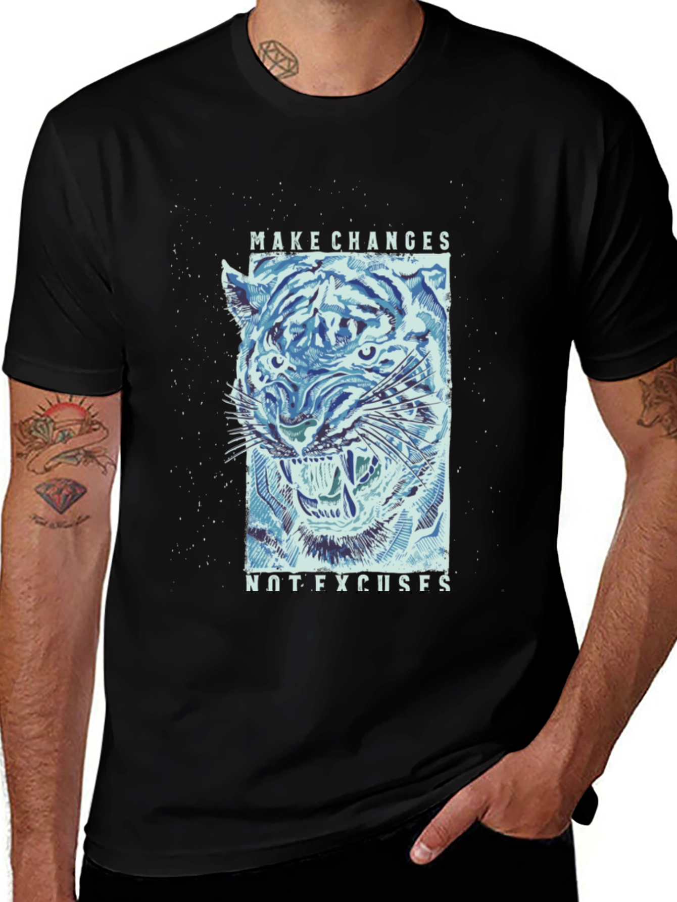 Make Changes Tiger Graphic Tee - Mens Black T-Shirt