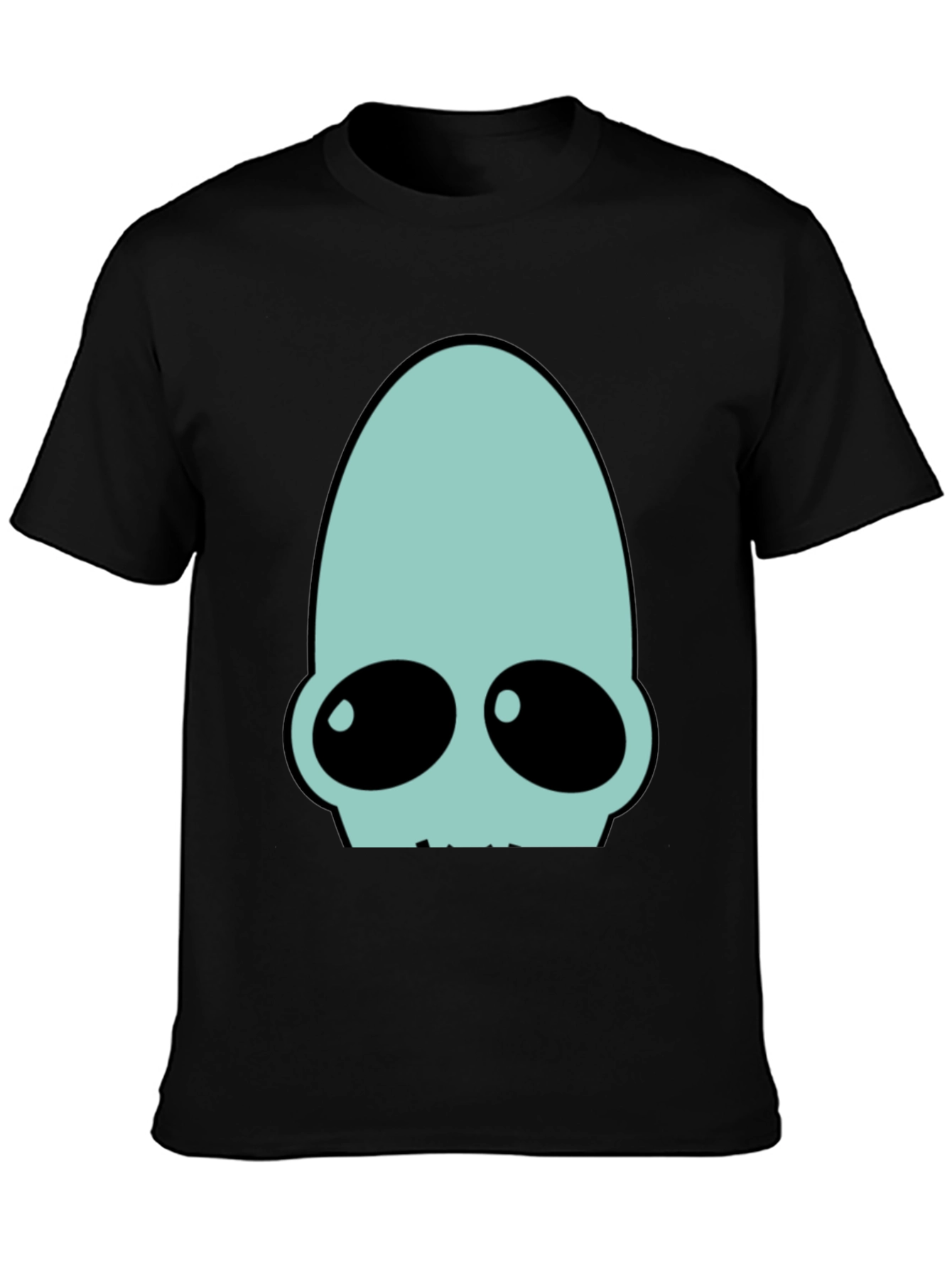 Futuristic Alien Head T-Shirt - Black Cotton Tee