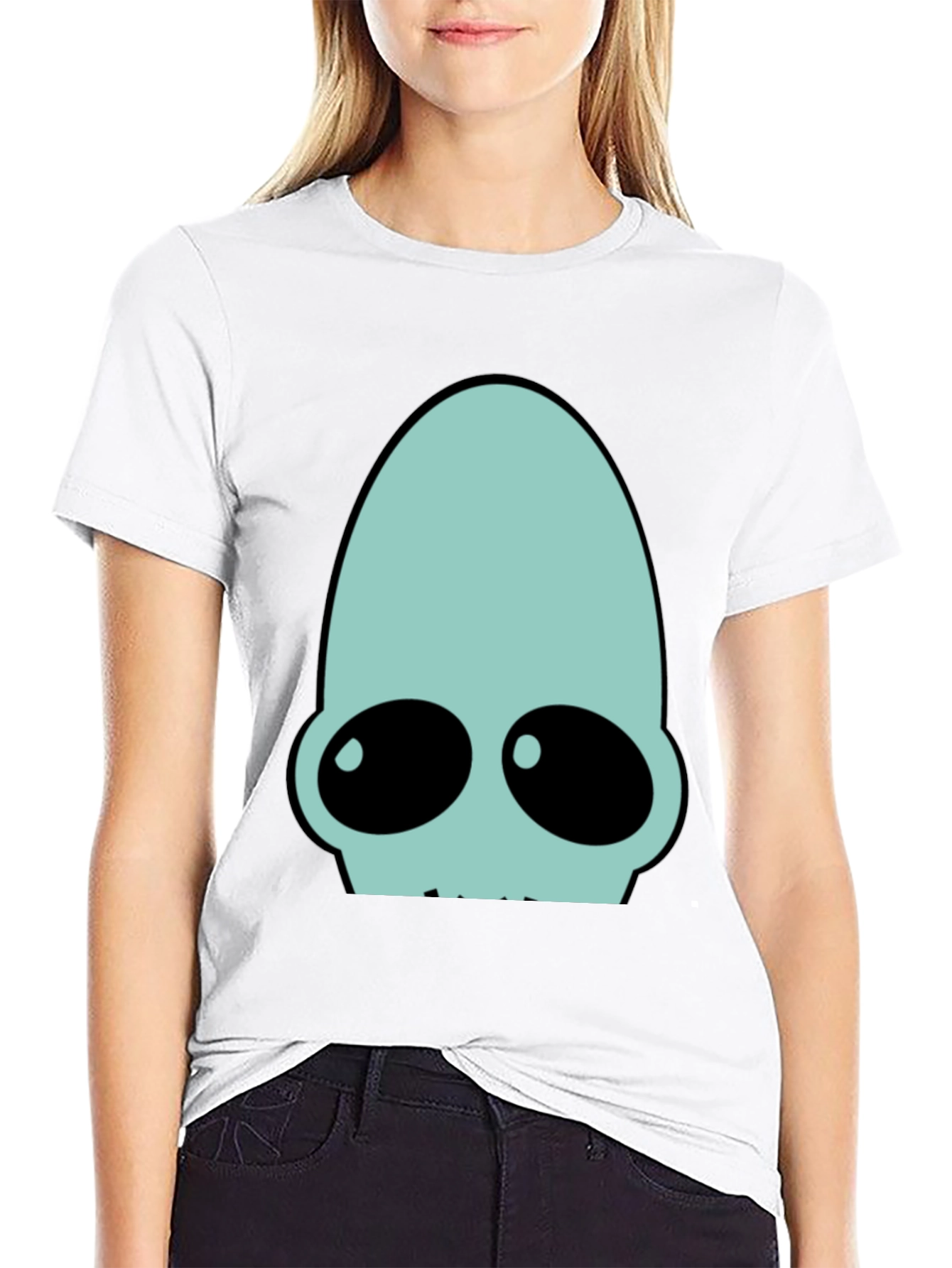 Futuristic Alien Head T-Shirt - Black Cotton Tee