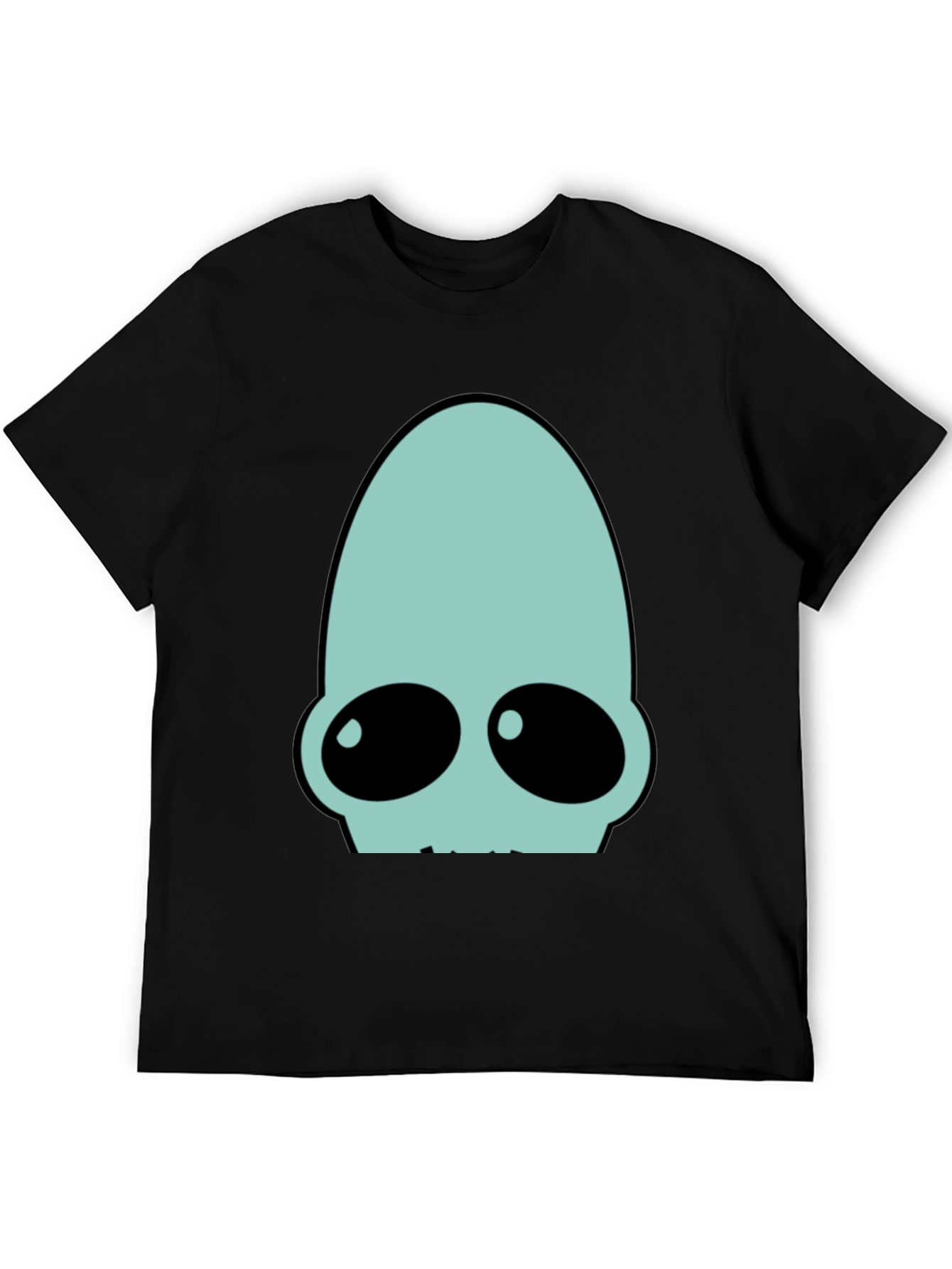 Futuristic Alien Head T-Shirt - Black Cotton Tee